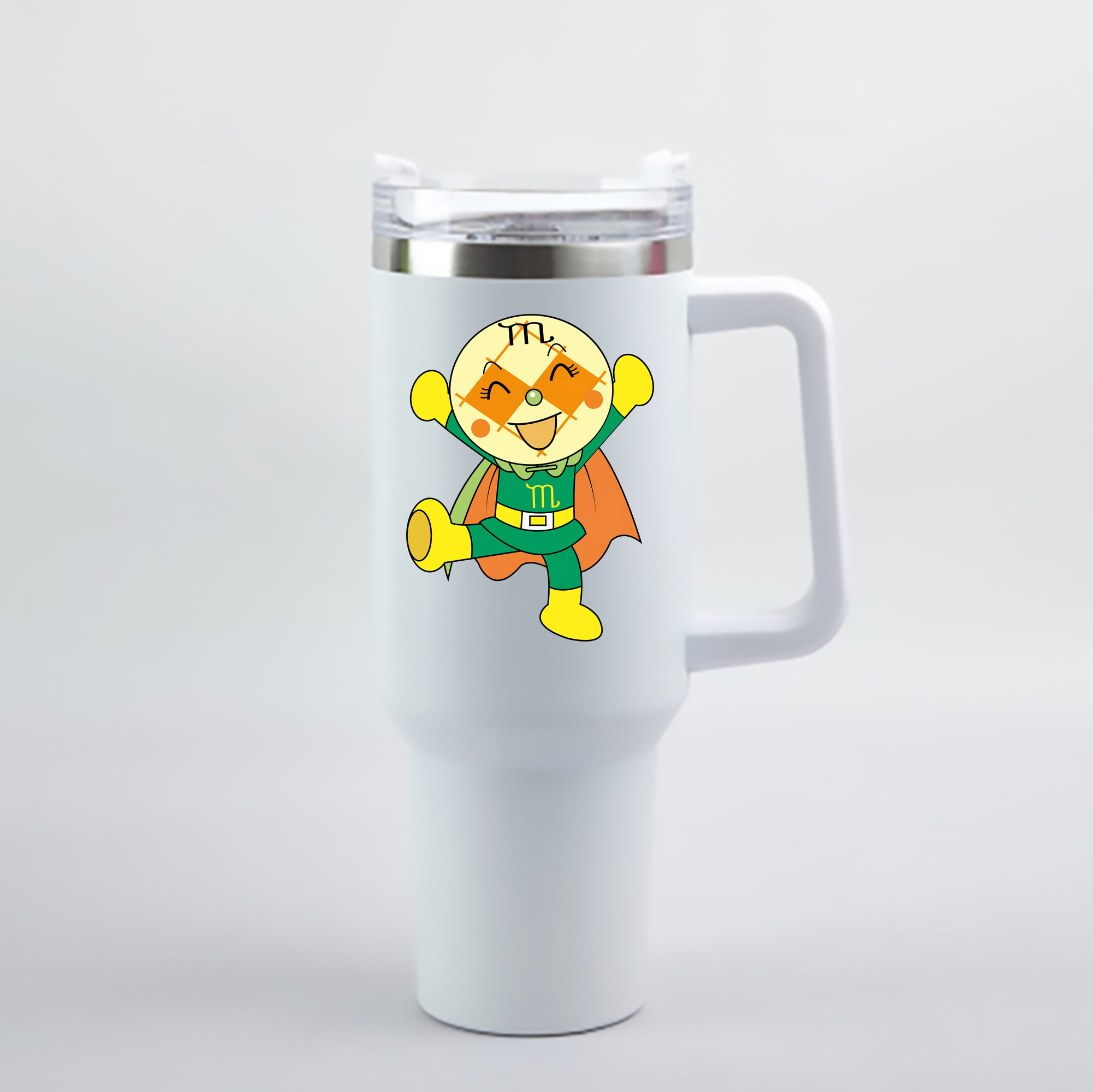 （画像用） アンパンマン Anpanman 1200mL車用タンブラー - クリスタルステッカー（プラスチックストロー付き）