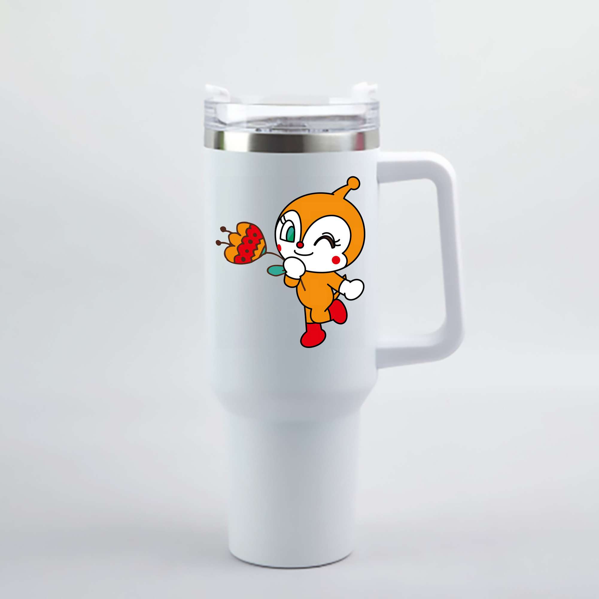 （画像用） アンパンマン Anpanman 1200mL車用タンブラー - クリスタルステッカー（プラスチックストロー付き）