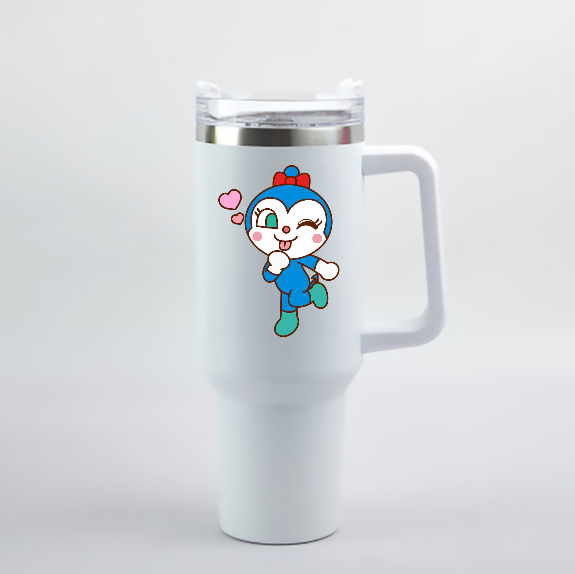 （画像用） アンパンマン Anpanman 1200mL車用タンブラー - クリスタルステッカー（プラスチックストロー付き）