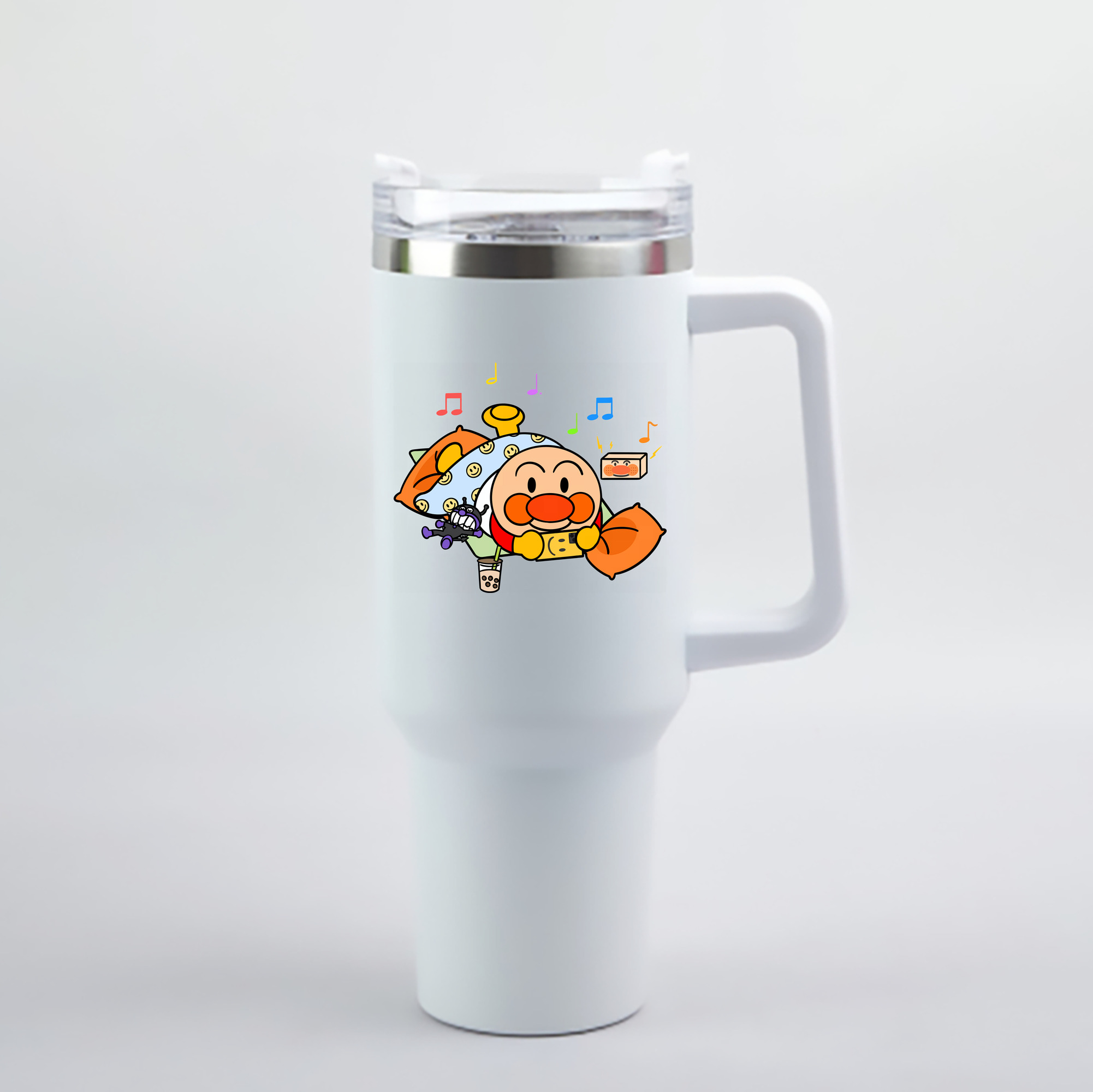 （画像用） アンパンマン Anpanman 1200mL車用タンブラー - クリスタルステッカー（プラスチックストロー付き）