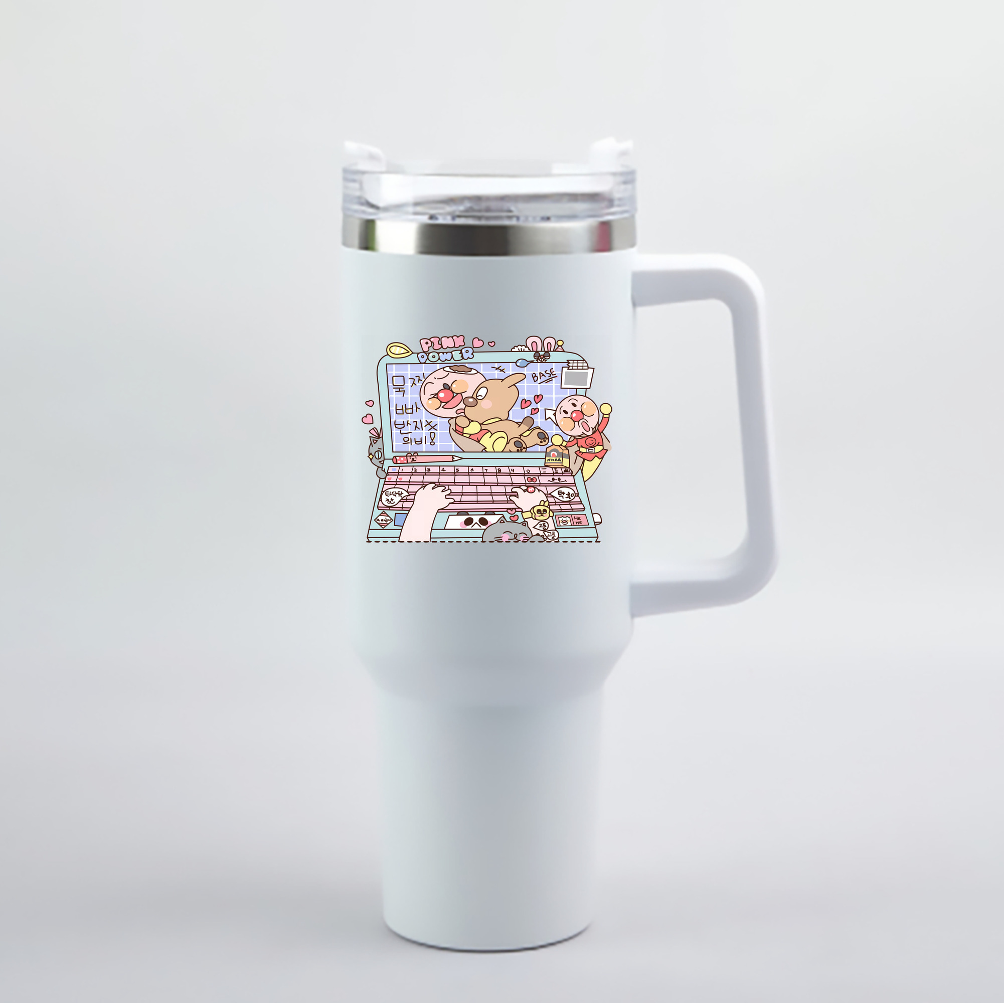 （画像用） アンパンマン Anpanman 1200mL車用タンブラー - クリスタルステッカー（プラスチックストロー付き）