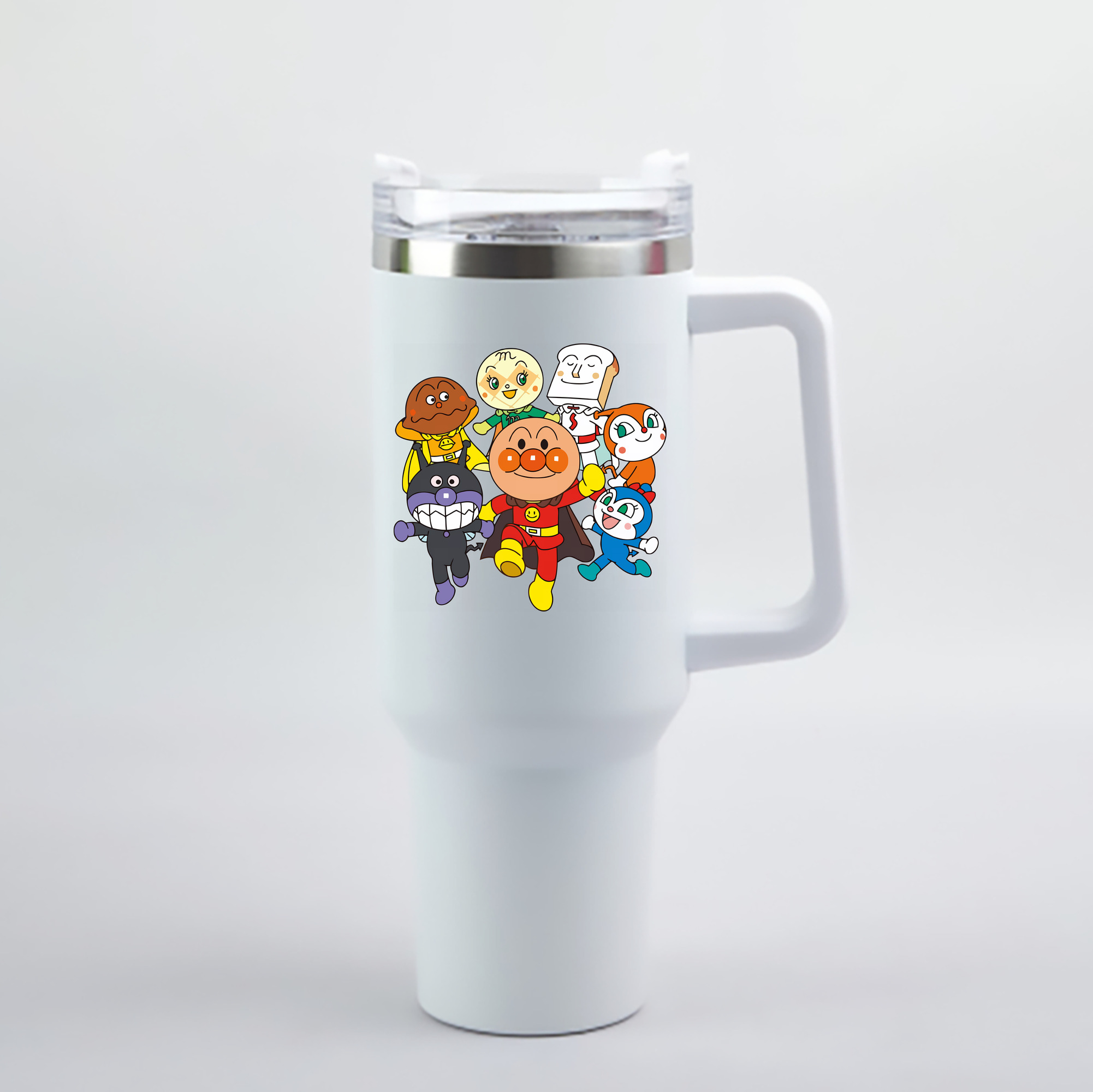 （画像用） アンパンマン Anpanman 1200mL車用タンブラー - クリスタルステッカー（プラスチックストロー付き）