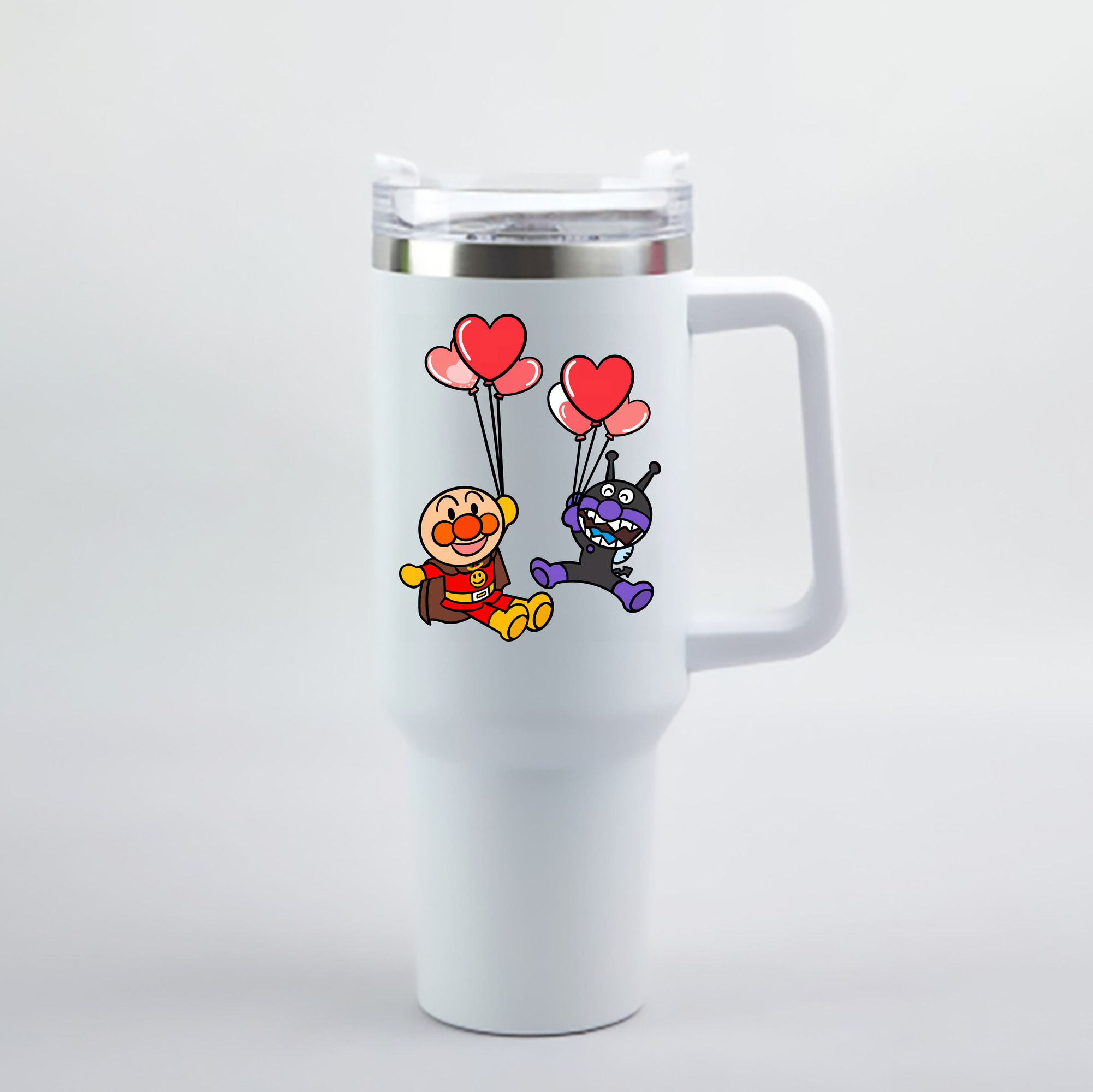 （画像用） アンパンマン Anpanman 1200mL車用タンブラー - クリスタルステッカー（プラスチックストロー付き）