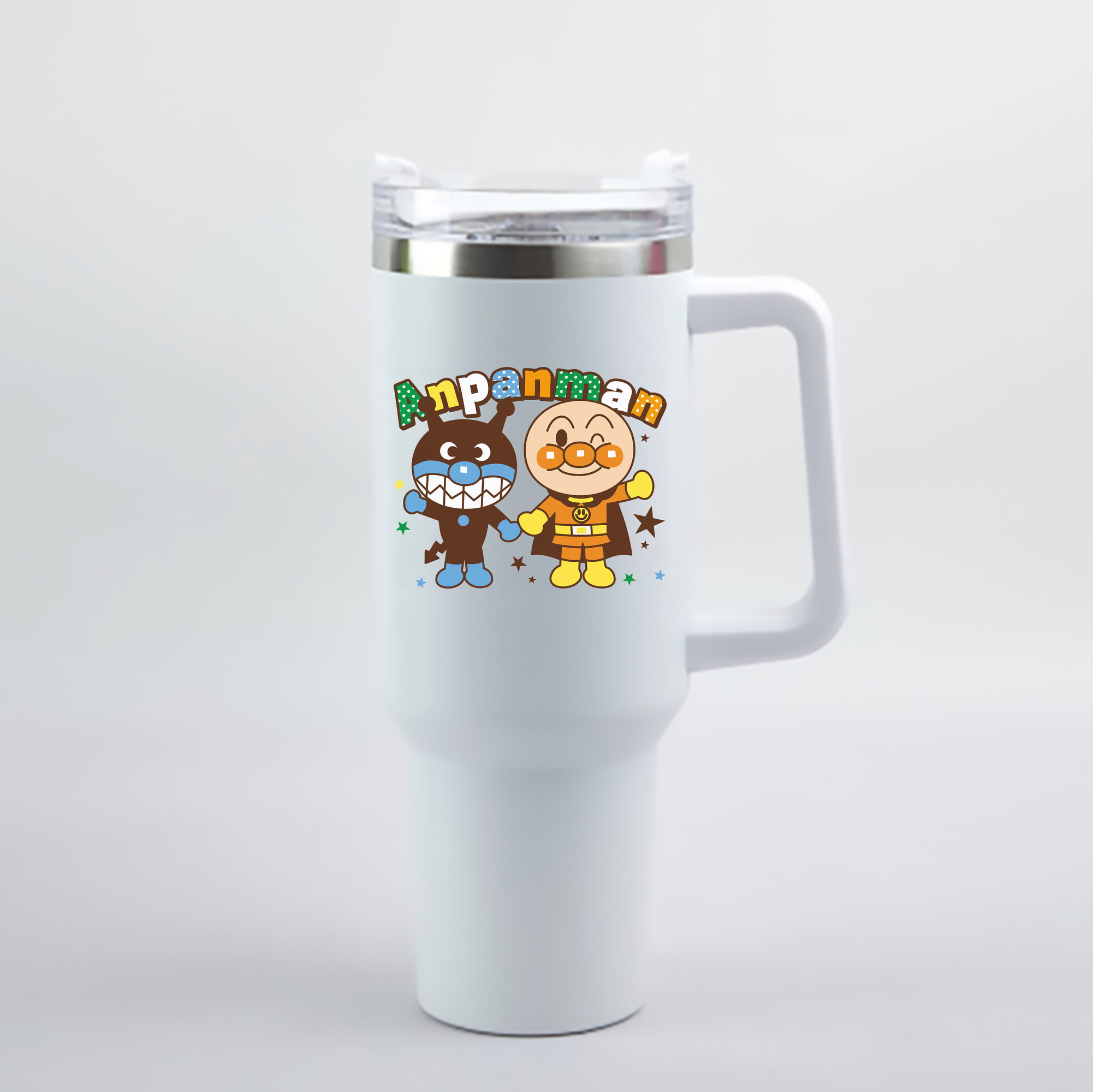 （画像用） アンパンマン Anpanman 1200mL車用タンブラー - クリスタルステッカー（プラスチックストロー付き）