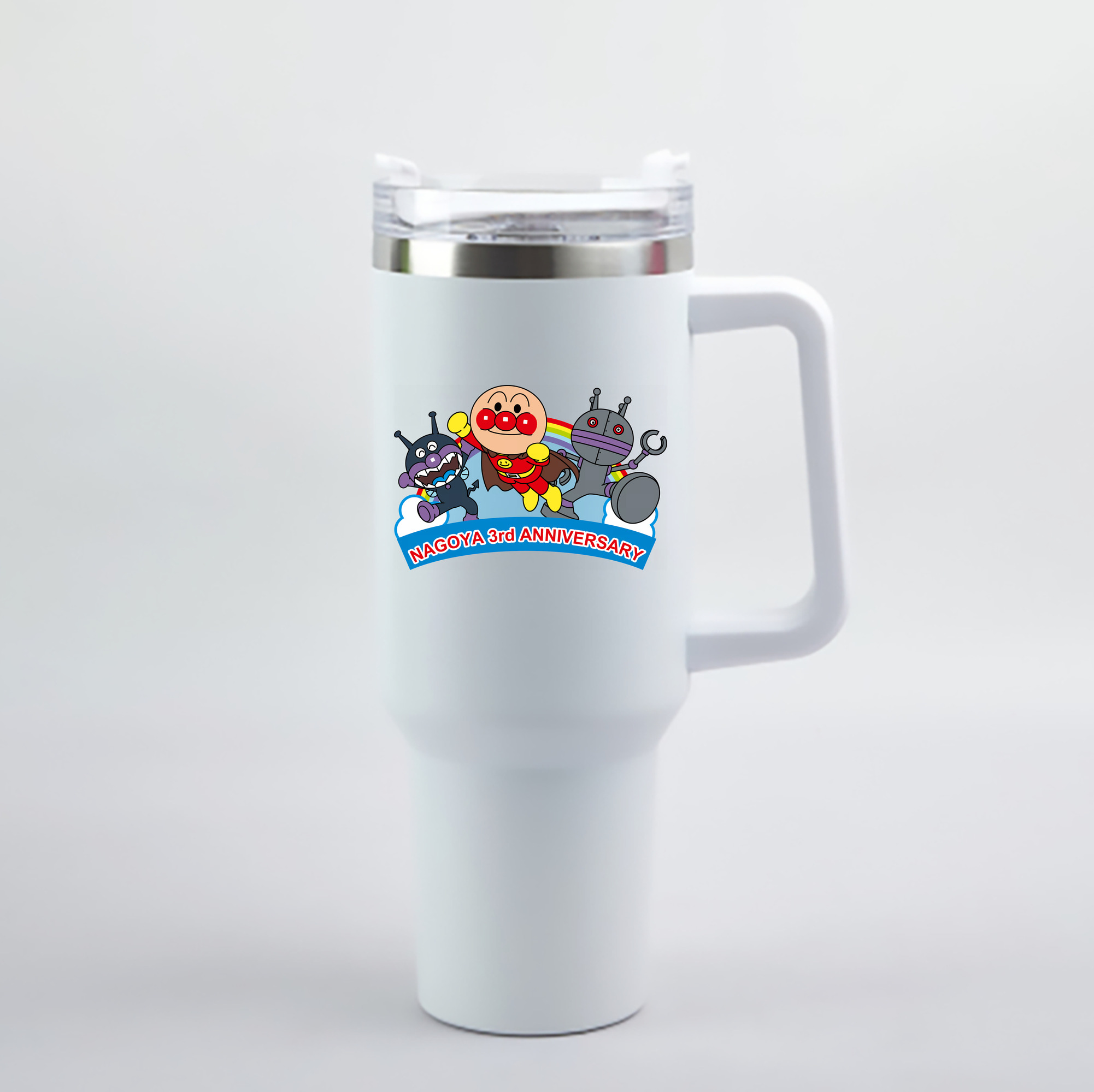 （画像用） アンパンマン Anpanman 1200mL車用タンブラー - クリスタルステッカー（プラスチックストロー付き）