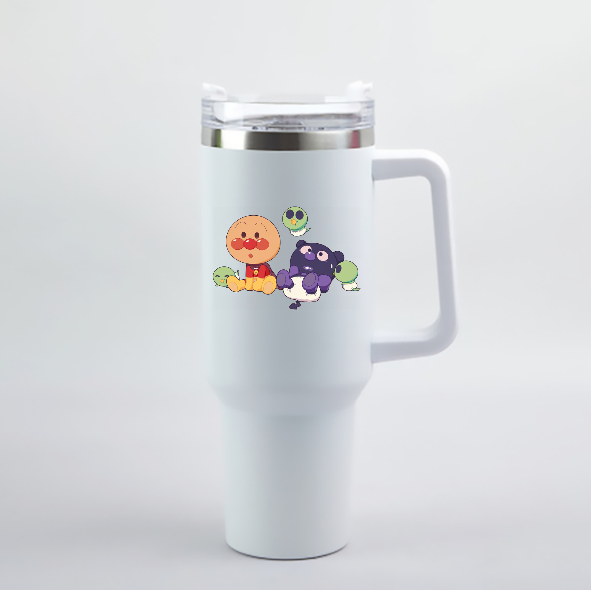 （画像用） アンパンマン Anpanman 1200mL車用タンブラー - クリスタルステッカー（プラスチックストロー付き）