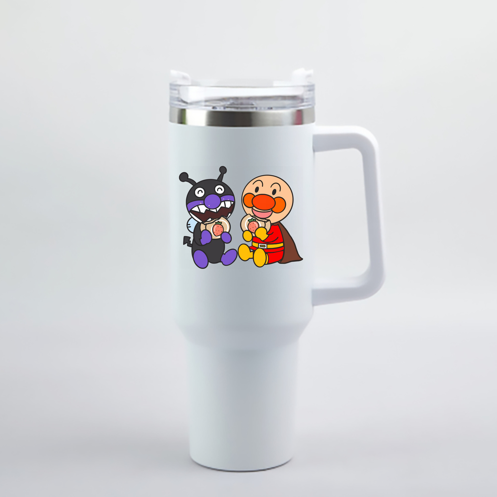 （画像用） アンパンマン Anpanman 1200mL車用タンブラー - クリスタルステッカー（プラスチックストロー付き）