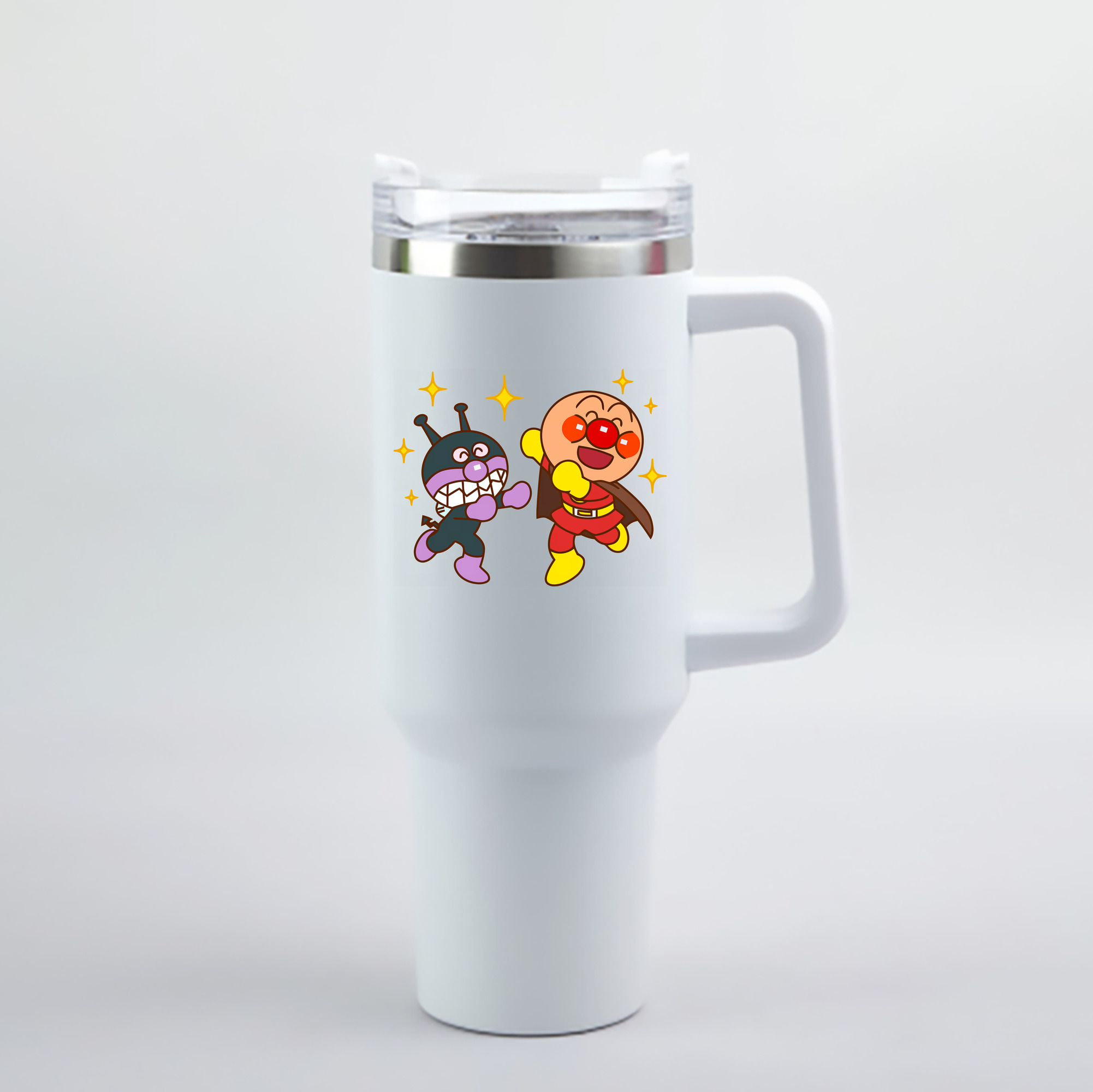 （画像用） アンパンマン Anpanman 1200mL車用タンブラー - クリスタルステッカー（プラスチックストロー付き）