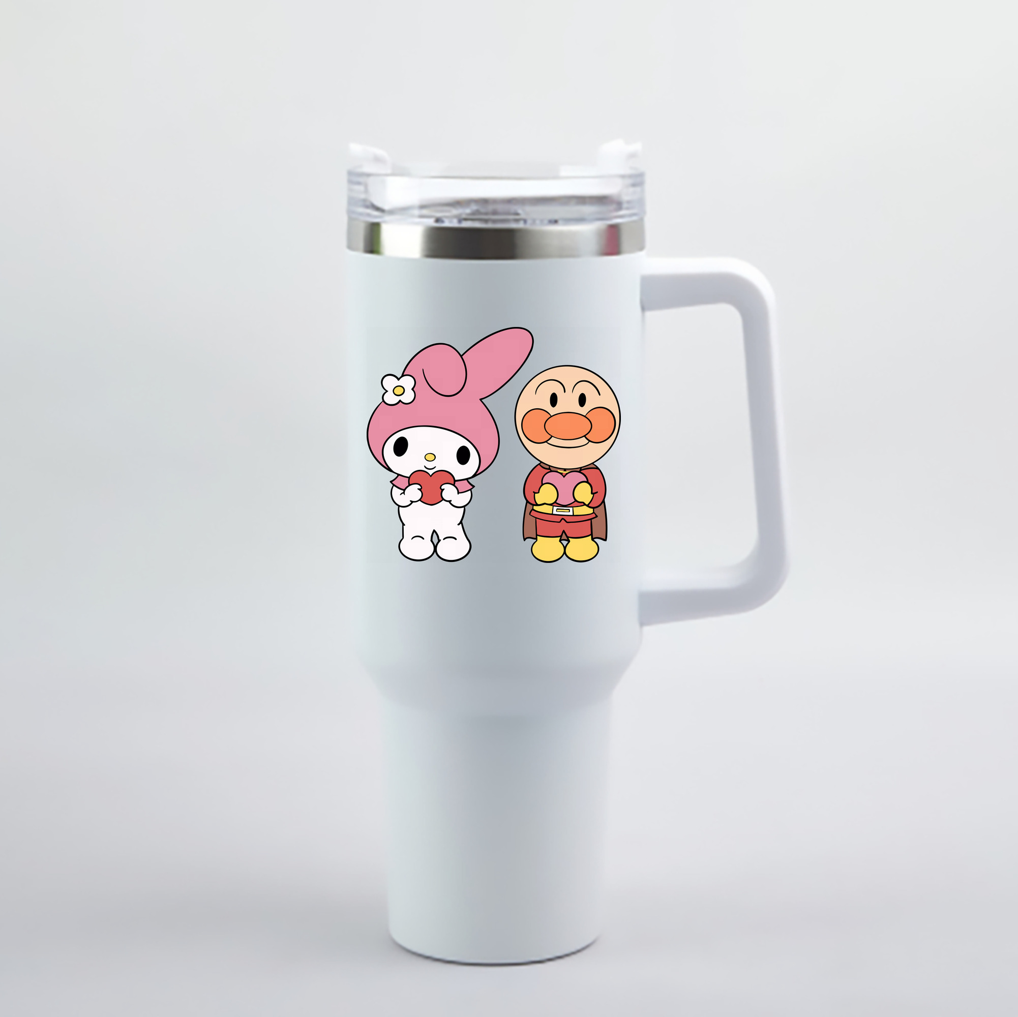 （画像用） アンパンマン Anpanman 1200mL車用タンブラー - クリスタルステッカー（プラスチックストロー付き）