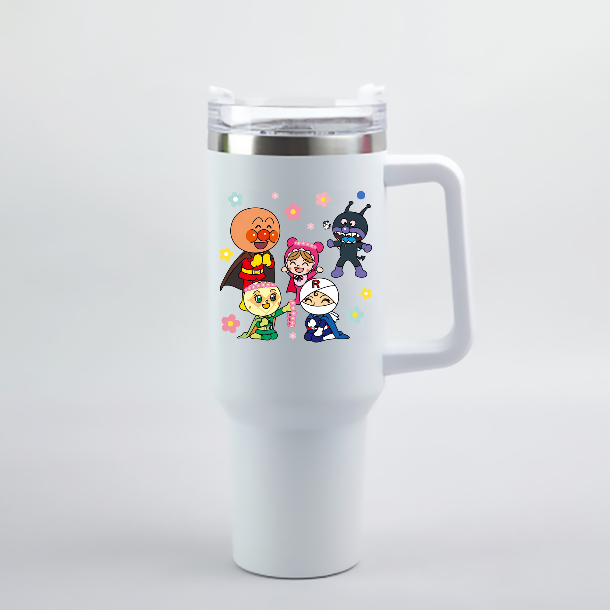 （画像用） アンパンマン Anpanman 1200mL車用タンブラー - クリスタルステッカー（プラスチックストロー付き）