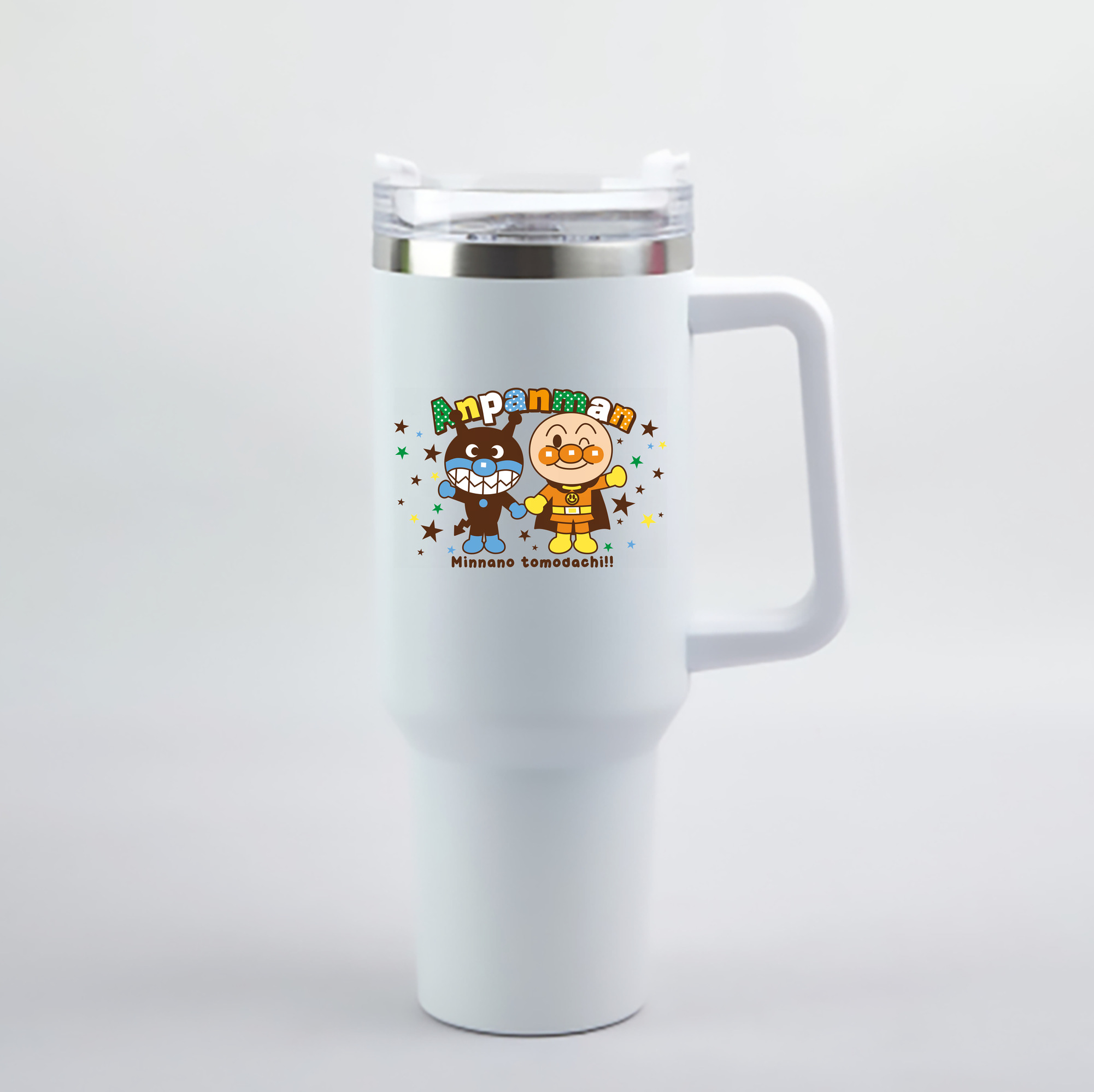 （画像用） アンパンマン Anpanman 1200mL車用タンブラー - クリスタルステッカー（プラスチックストロー付き）