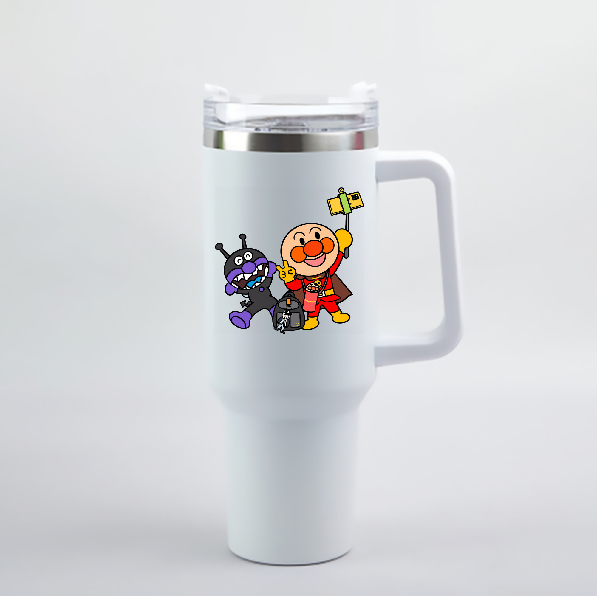 （画像用） アンパンマン Anpanman 1200mL車用タンブラー - クリスタルステッカー（プラスチックストロー付き）