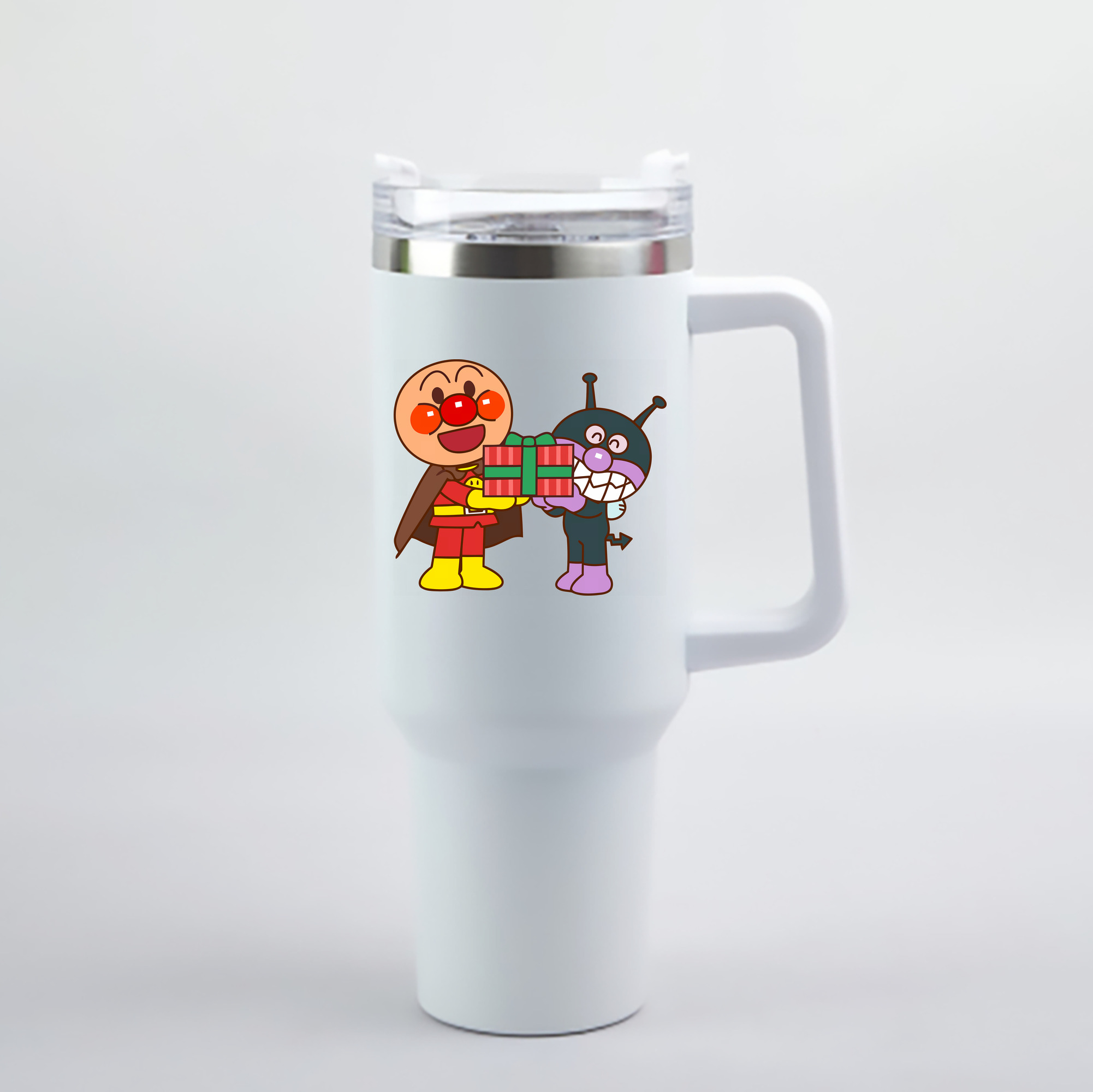 （画像用） アンパンマン Anpanman 1200mL車用タンブラー - クリスタルステッカー（プラスチックストロー付き）
