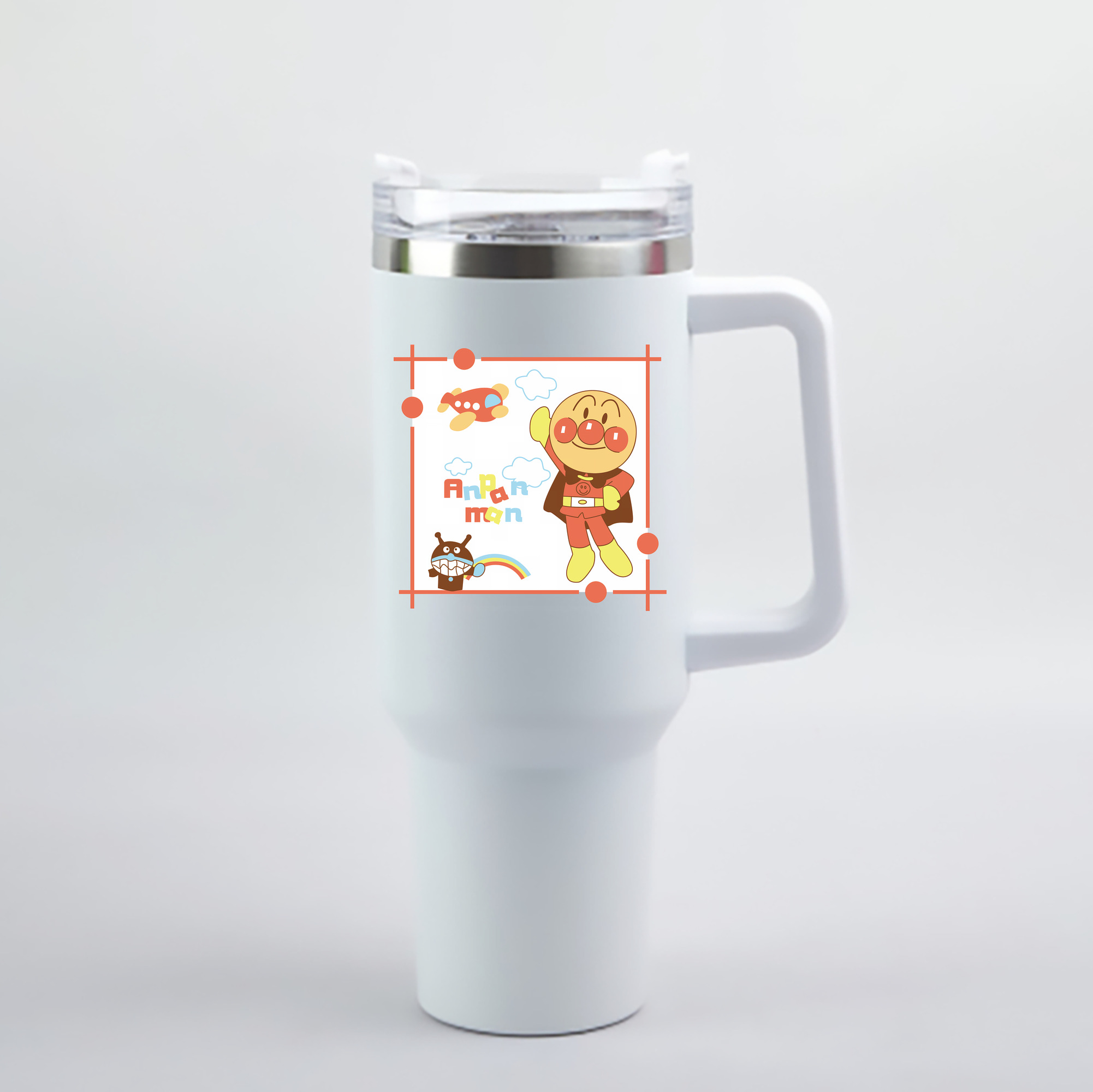 （画像用） アンパンマン Anpanman 1200mL車用タンブラー - クリスタルステッカー（プラスチックストロー付き）