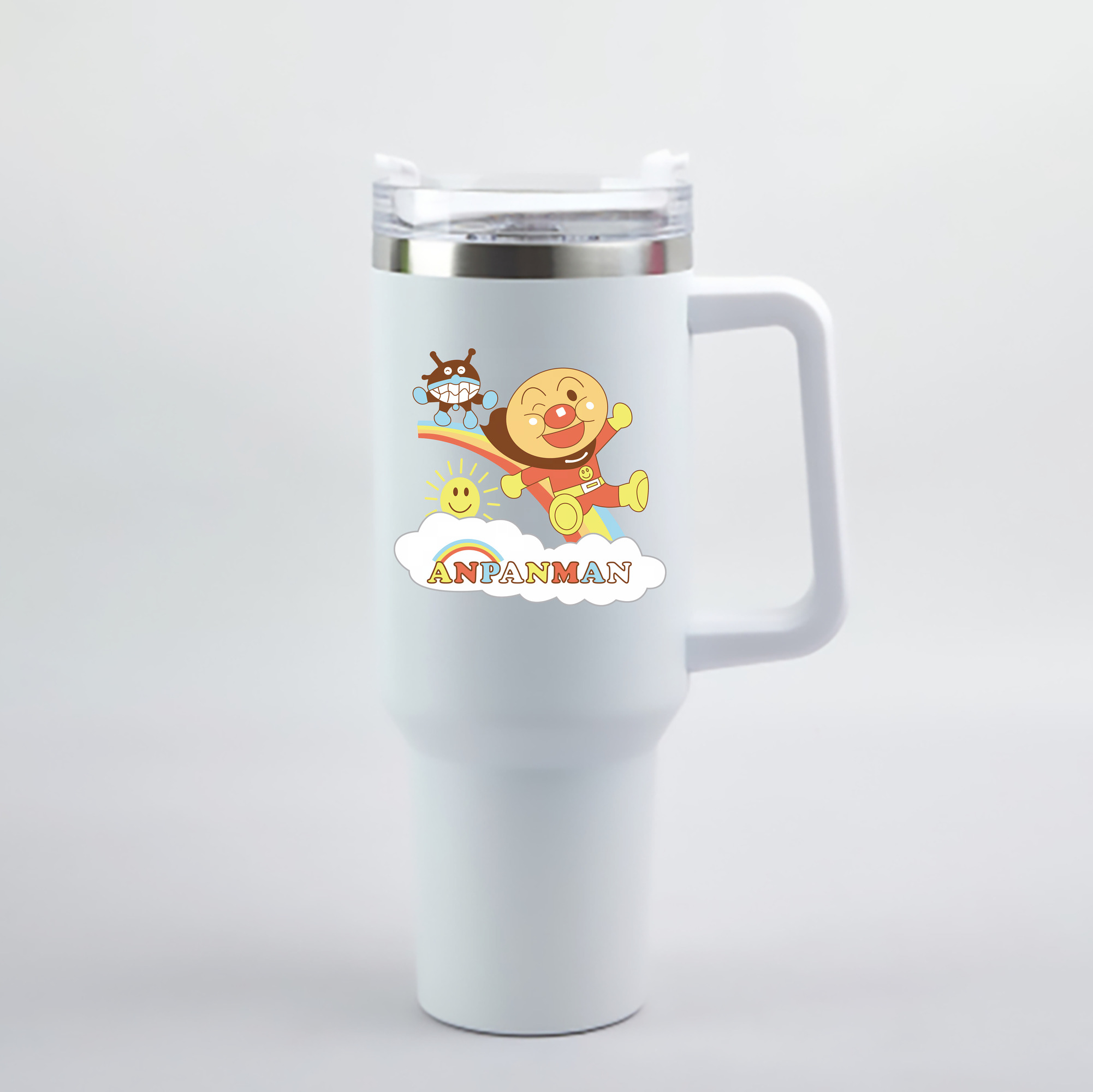 （画像用） アンパンマン Anpanman 1200mL車用タンブラー - クリスタルステッカー（プラスチックストロー付き）