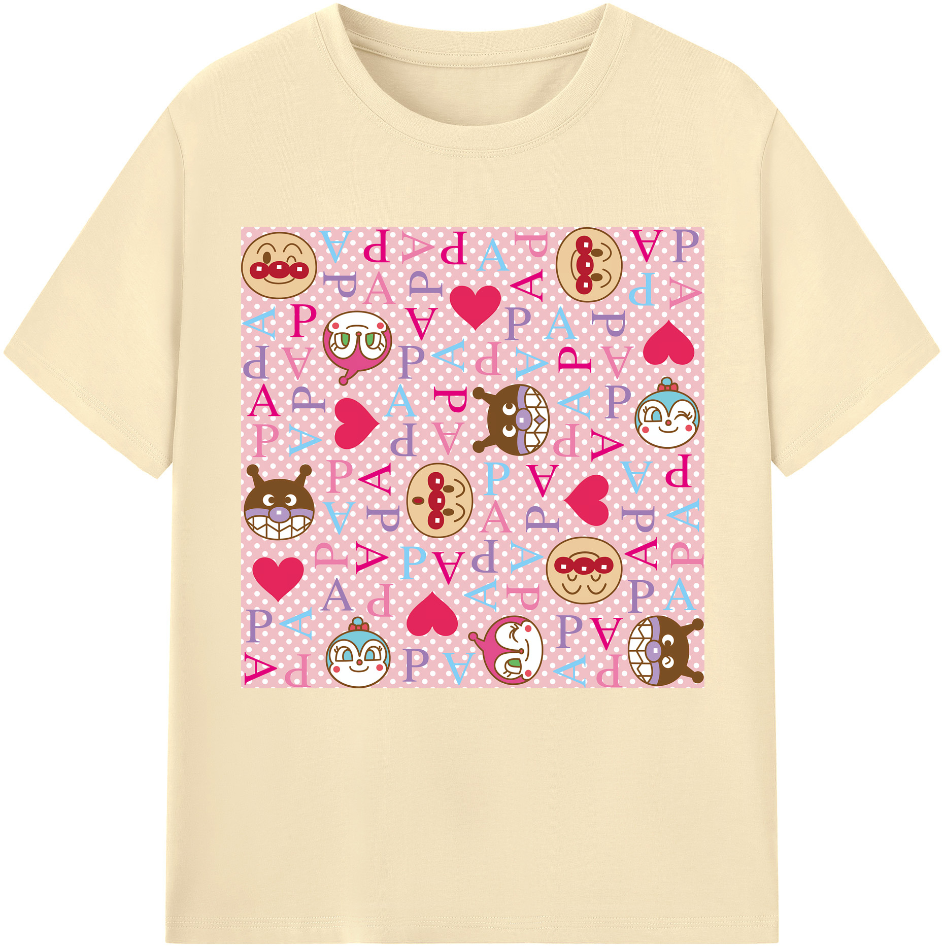 （画像用） アンパンマン Anpanman 綿100％半袖Tシャツ（フロントプリント）