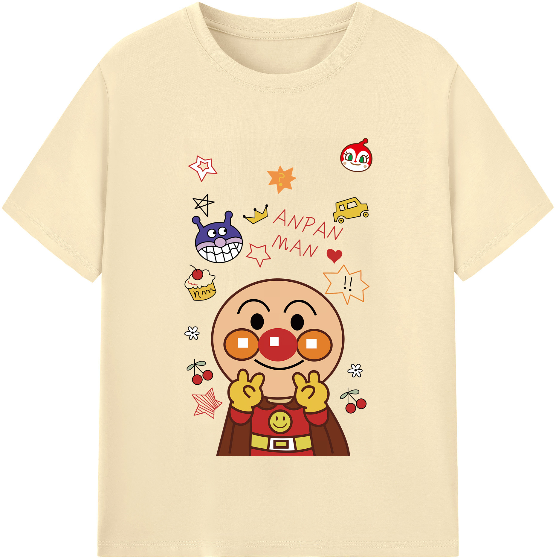 （画像用） アンパンマン Anpanman 綿100％半袖Tシャツ（フロントプリント）