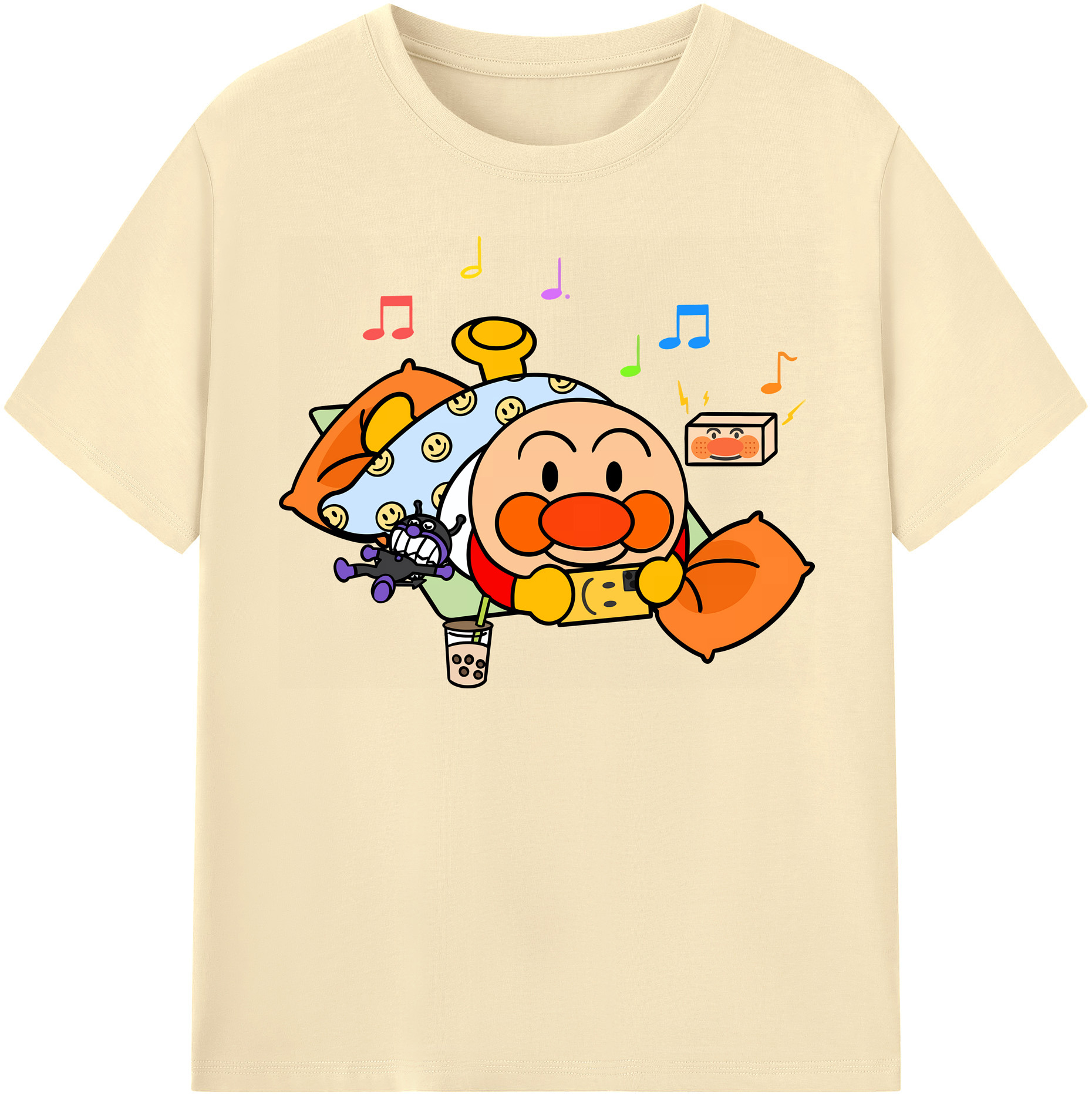 （画像用） アンパンマン Anpanman 綿100％半袖Tシャツ（フロントプリント）
