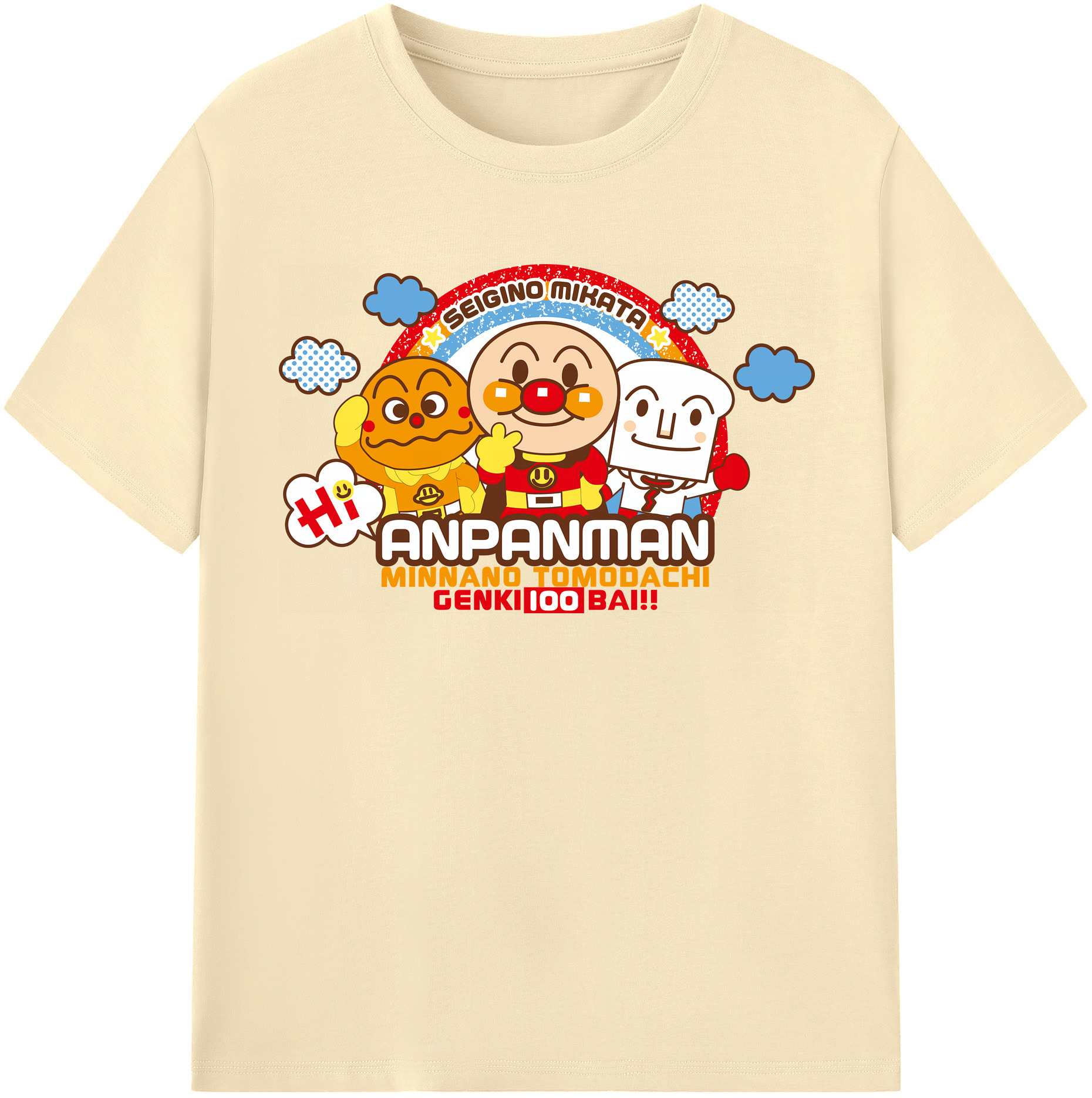 （画像用） アンパンマン Anpanman 綿100％半袖Tシャツ（フロントプリント）
