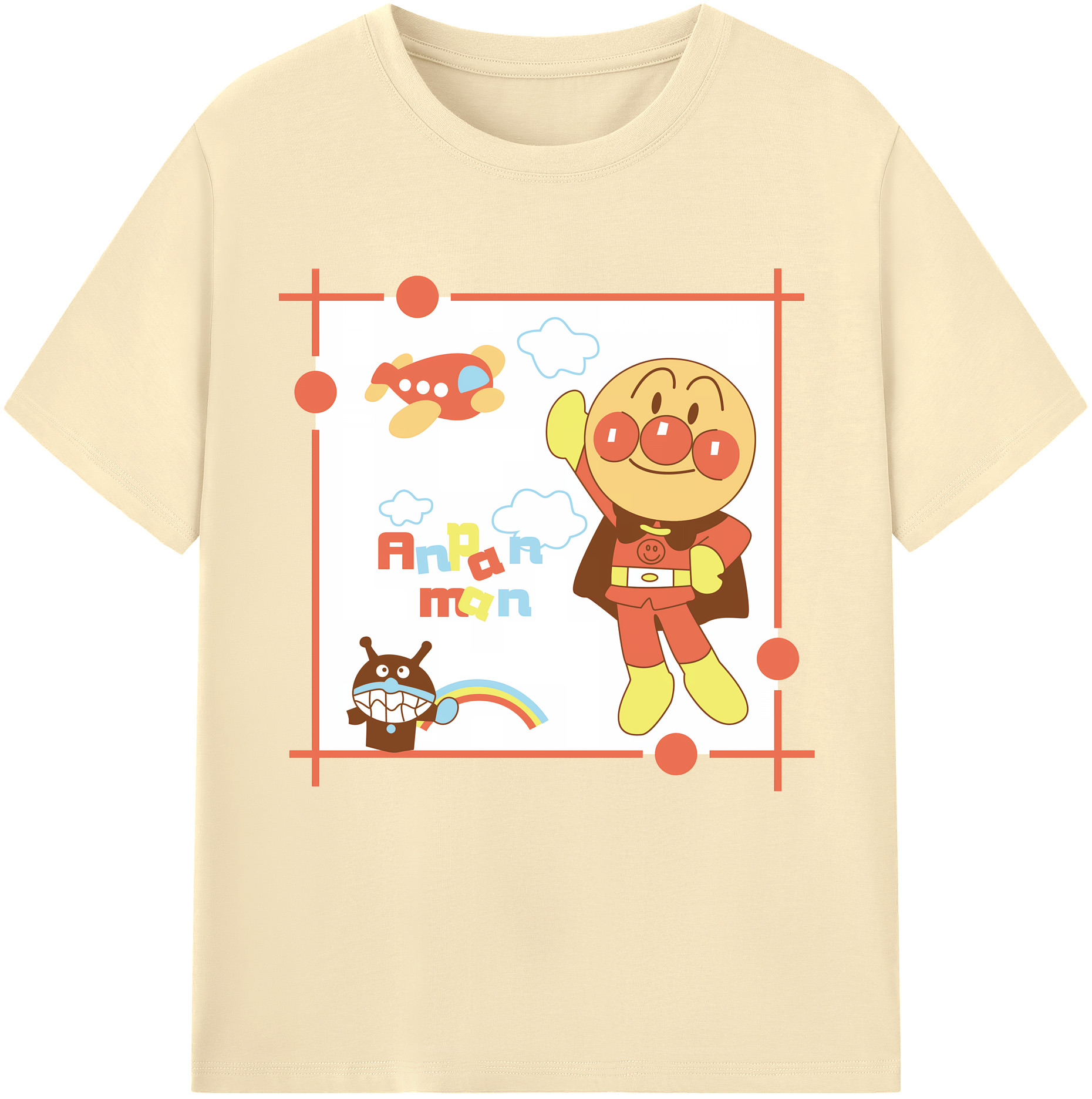 （画像用） アンパンマン Anpanman 綿100％半袖Tシャツ（フロントプリント）