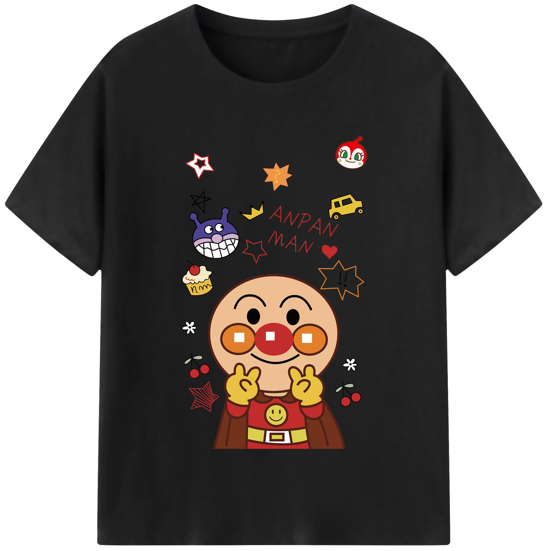 （画像用） アンパンマン Anpanman 綿100％半袖Tシャツ（フロントプリント）