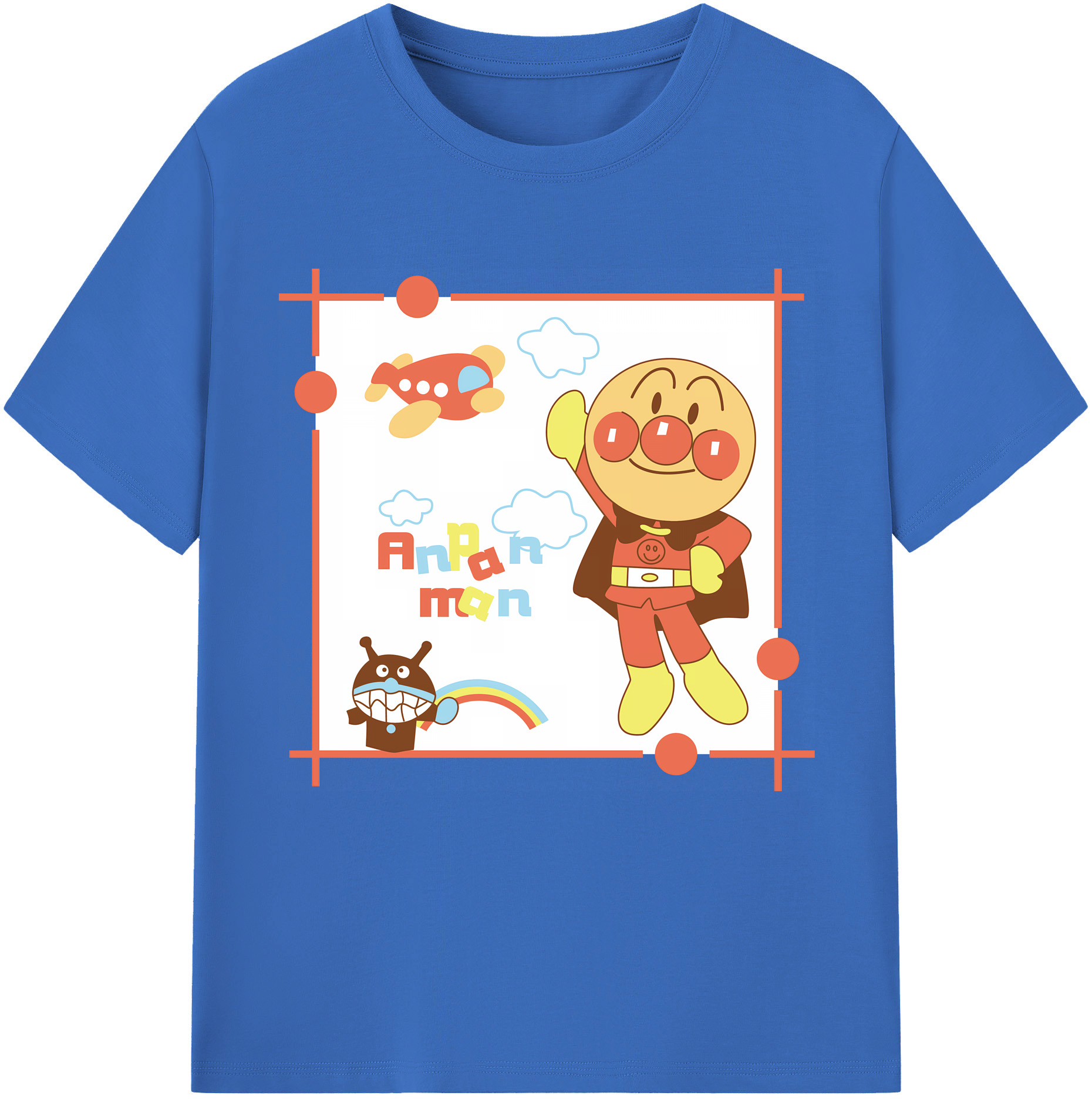 （画像用） アンパンマン Anpanman 綿100％半袖Tシャツ（フロントプリント）