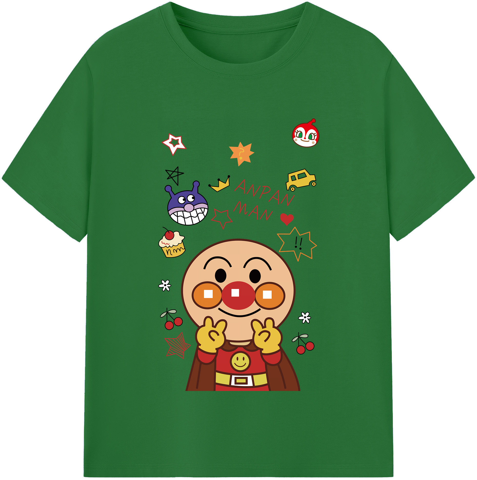 （画像用） アンパンマン Anpanman 綿100％半袖Tシャツ（フロントプリント）