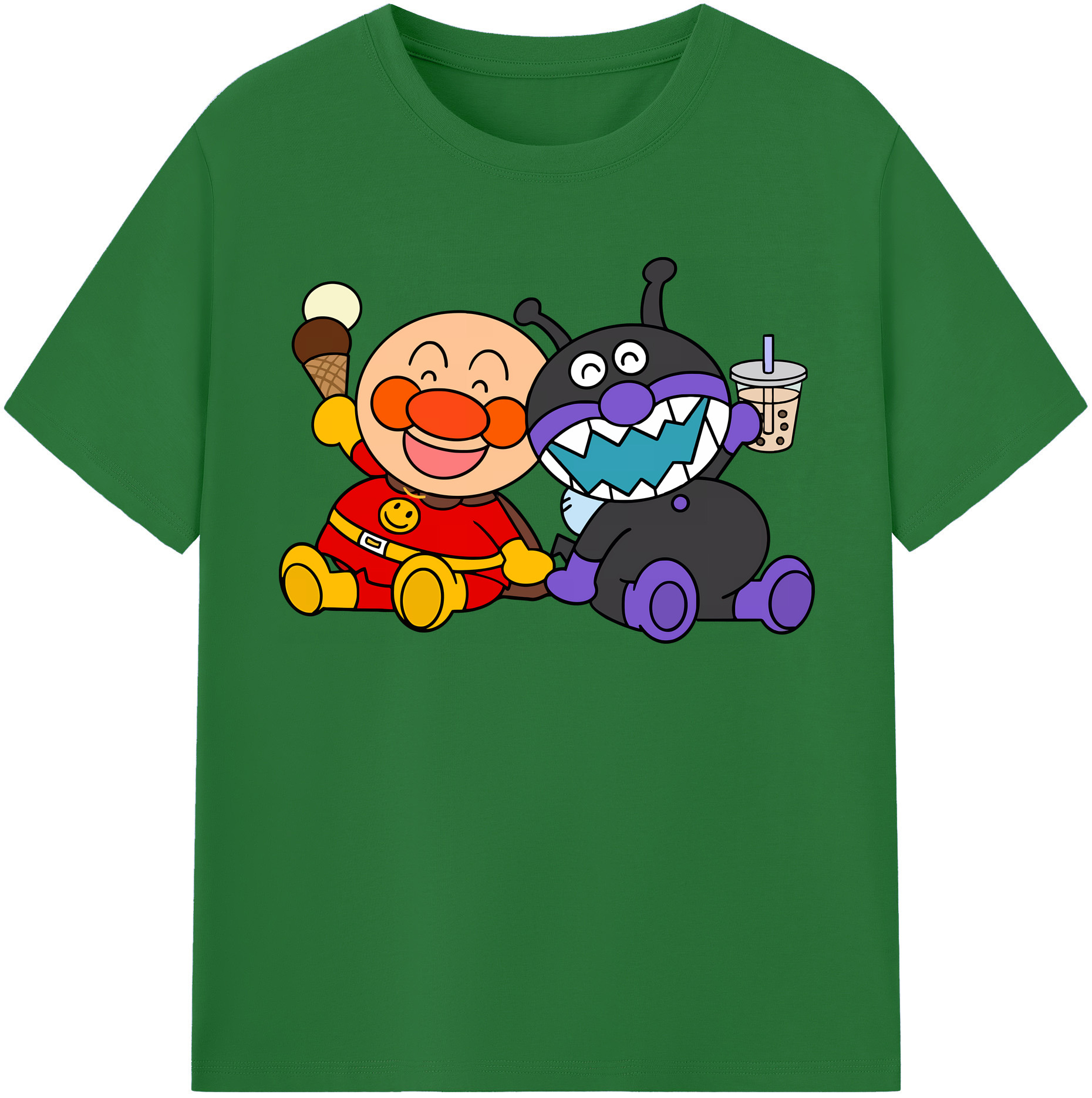 （画像用） アンパンマン Anpanman 綿100％半袖Tシャツ（フロントプリント）