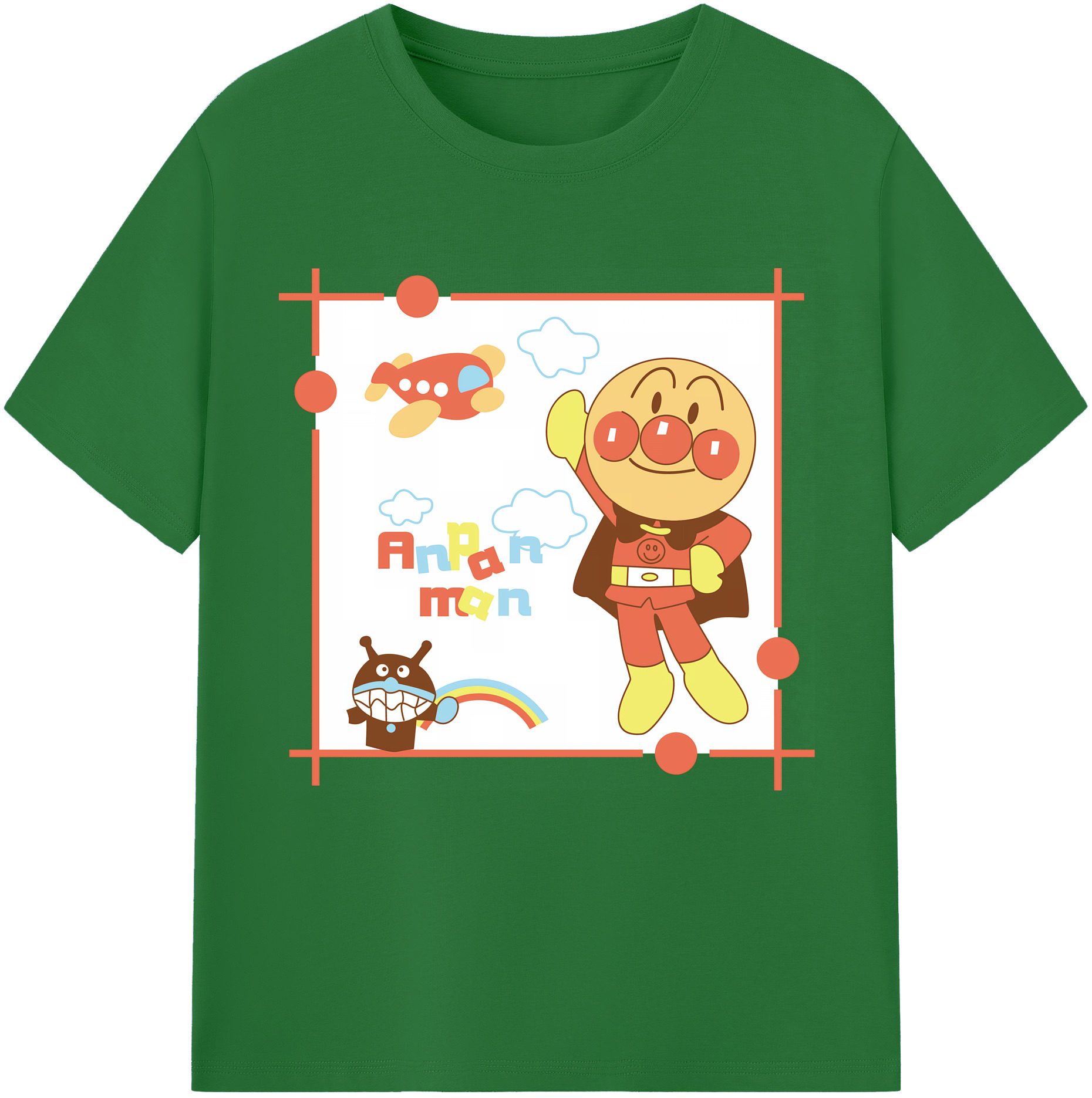 （画像用） アンパンマン Anpanman 綿100％半袖Tシャツ（フロントプリント）