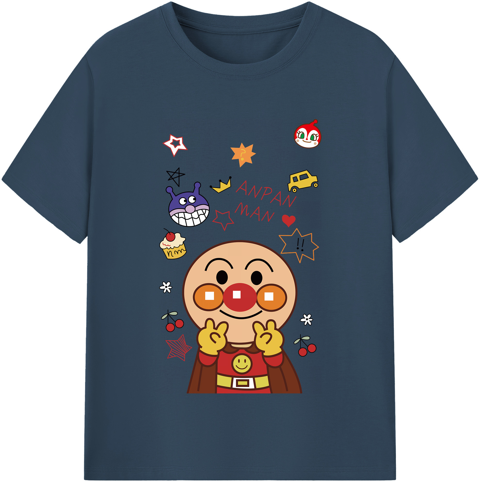 （画像用） アンパンマン Anpanman 綿100％半袖Tシャツ（フロントプリント）