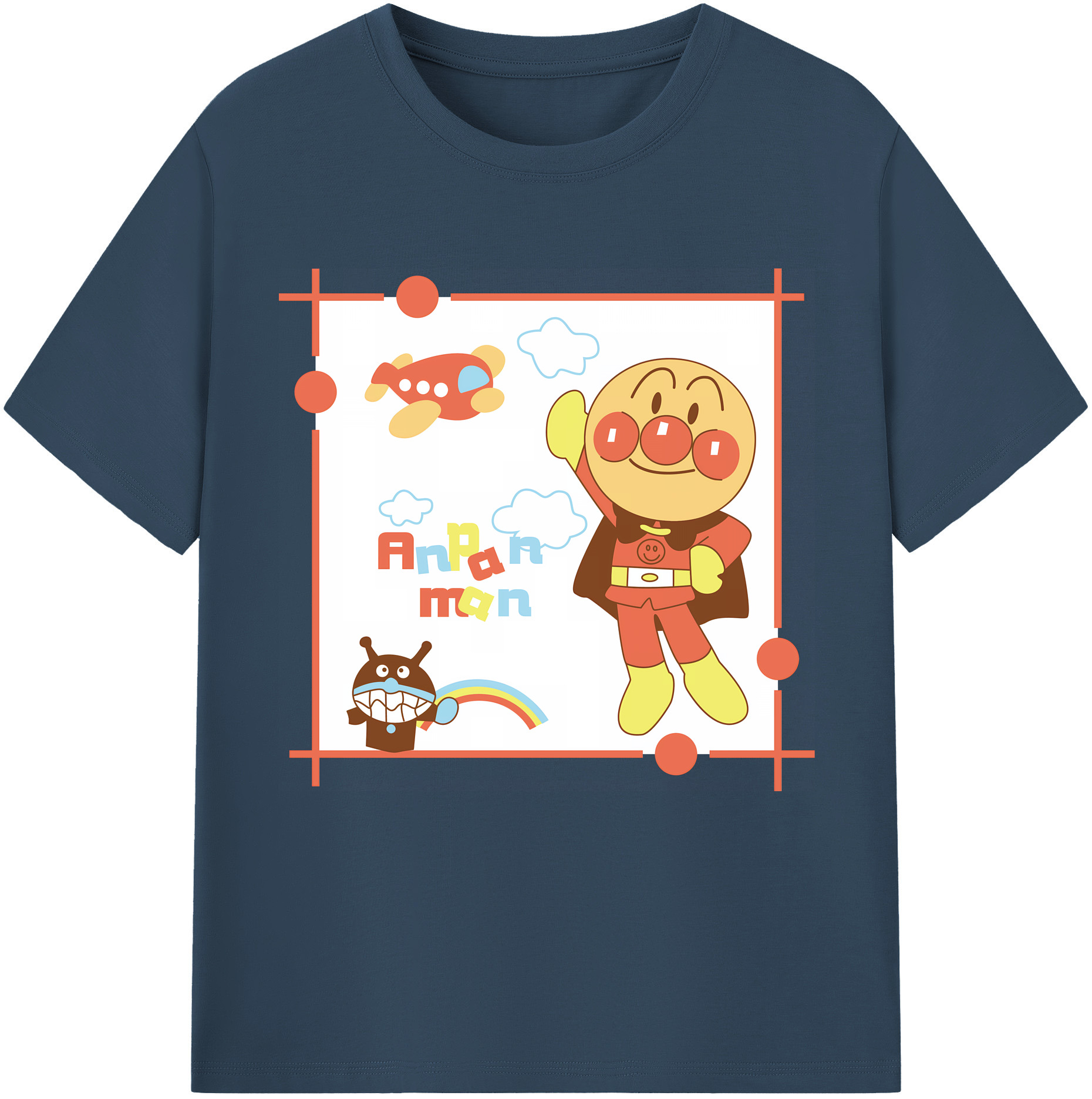 （画像用） アンパンマン Anpanman 綿100％半袖Tシャツ（フロントプリント）