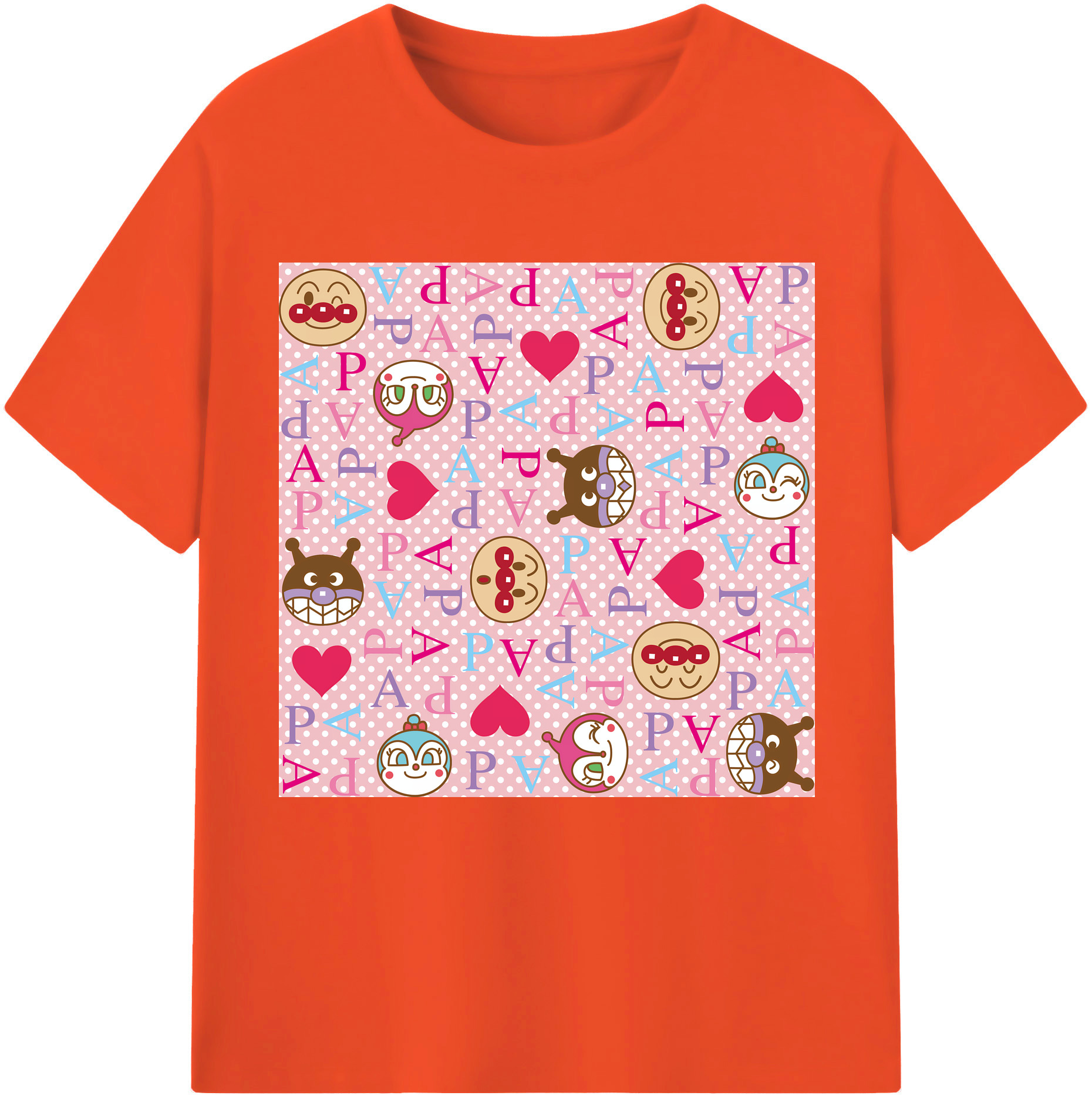 （画像用） アンパンマン Anpanman 綿100％半袖Tシャツ（フロントプリント）