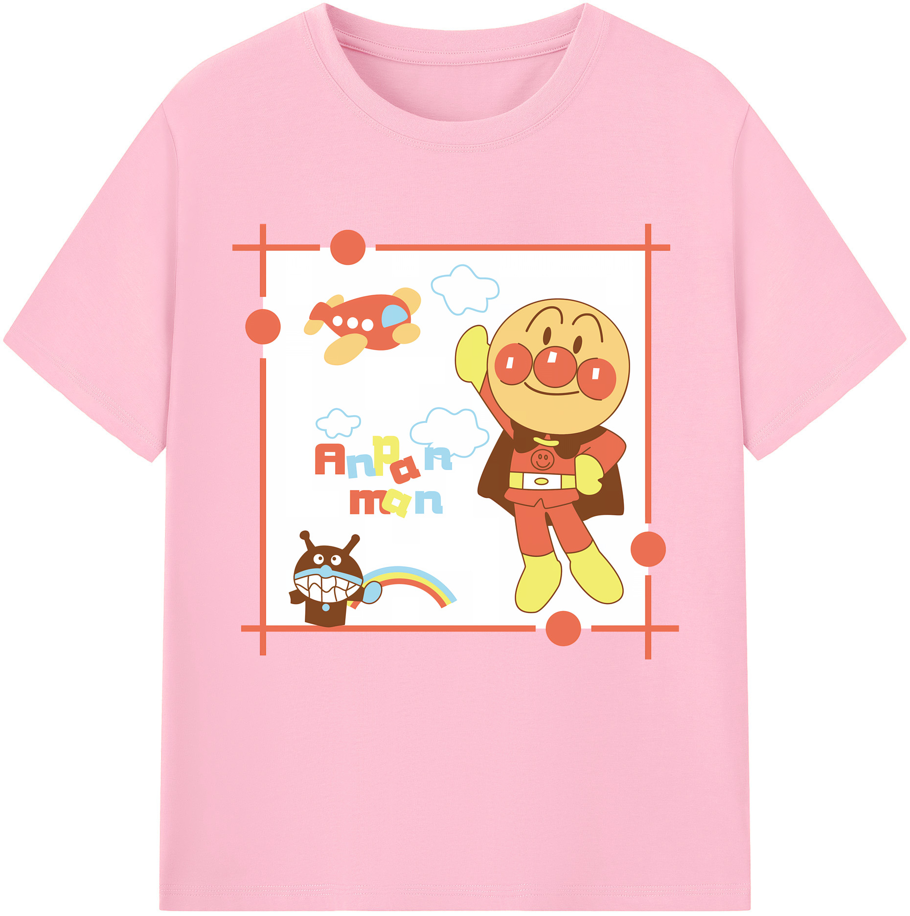 （画像用） アンパンマン Anpanman 綿100％半袖Tシャツ（フロントプリント）