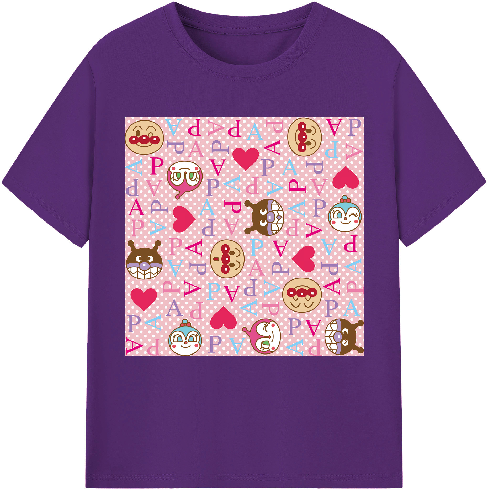 （画像用） アンパンマン Anpanman 綿100％半袖Tシャツ（フロントプリント）