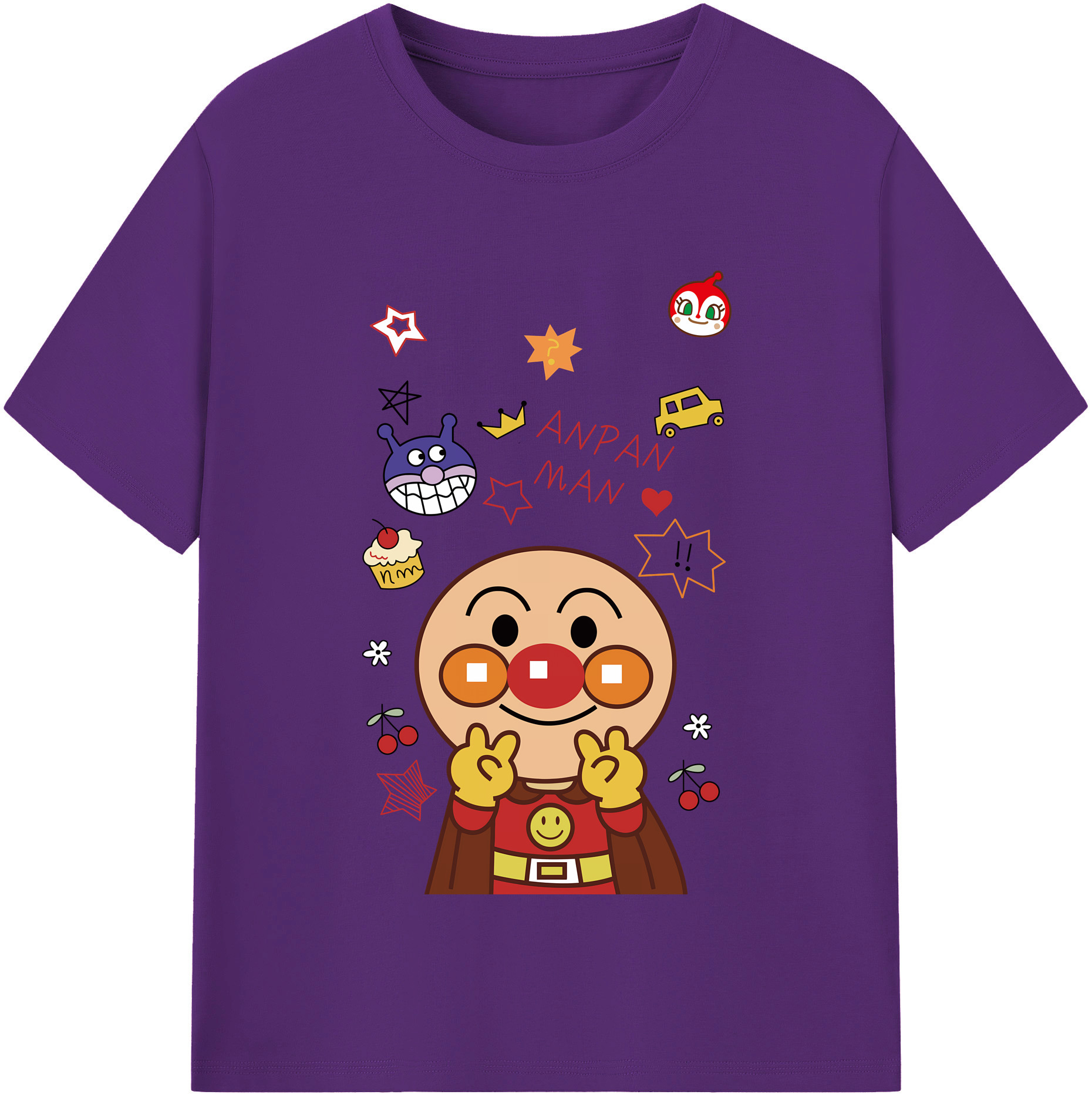 （画像用） アンパンマン Anpanman 綿100％半袖Tシャツ（フロントプリント）