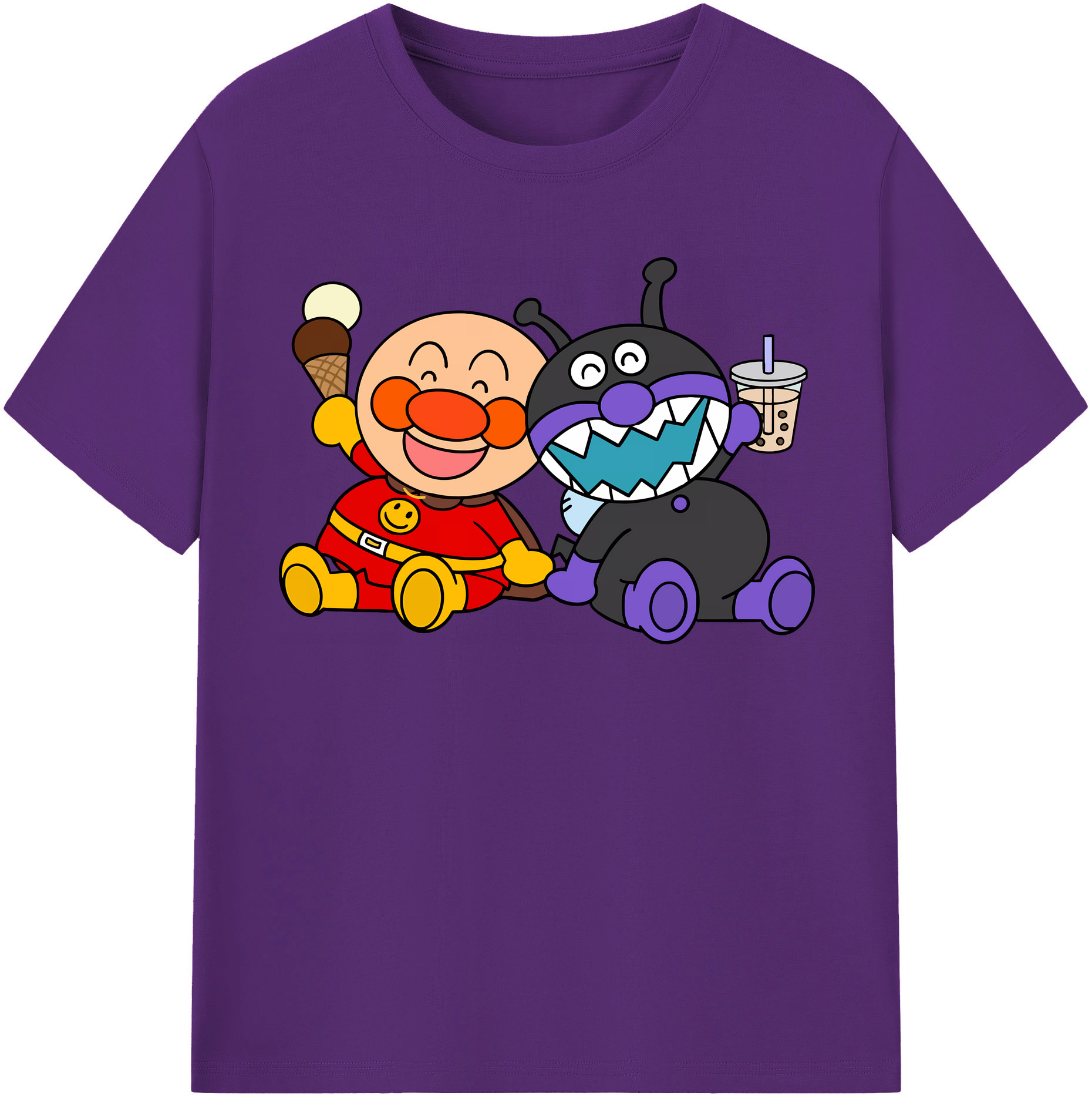 （画像用） アンパンマン Anpanman 綿100％半袖Tシャツ（フロントプリント）