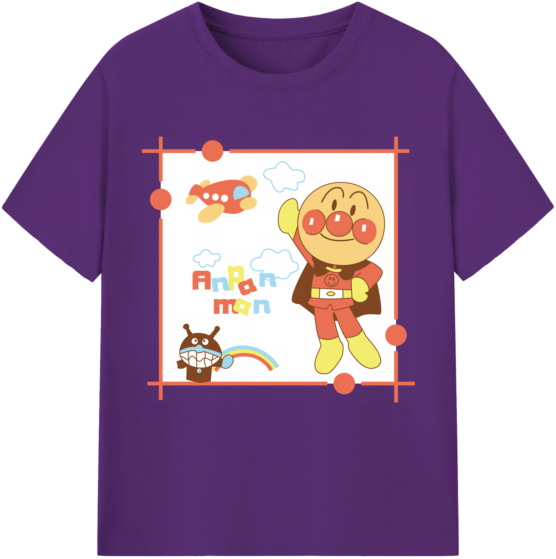 （画像用） アンパンマン Anpanman 綿100％半袖Tシャツ（フロントプリント）