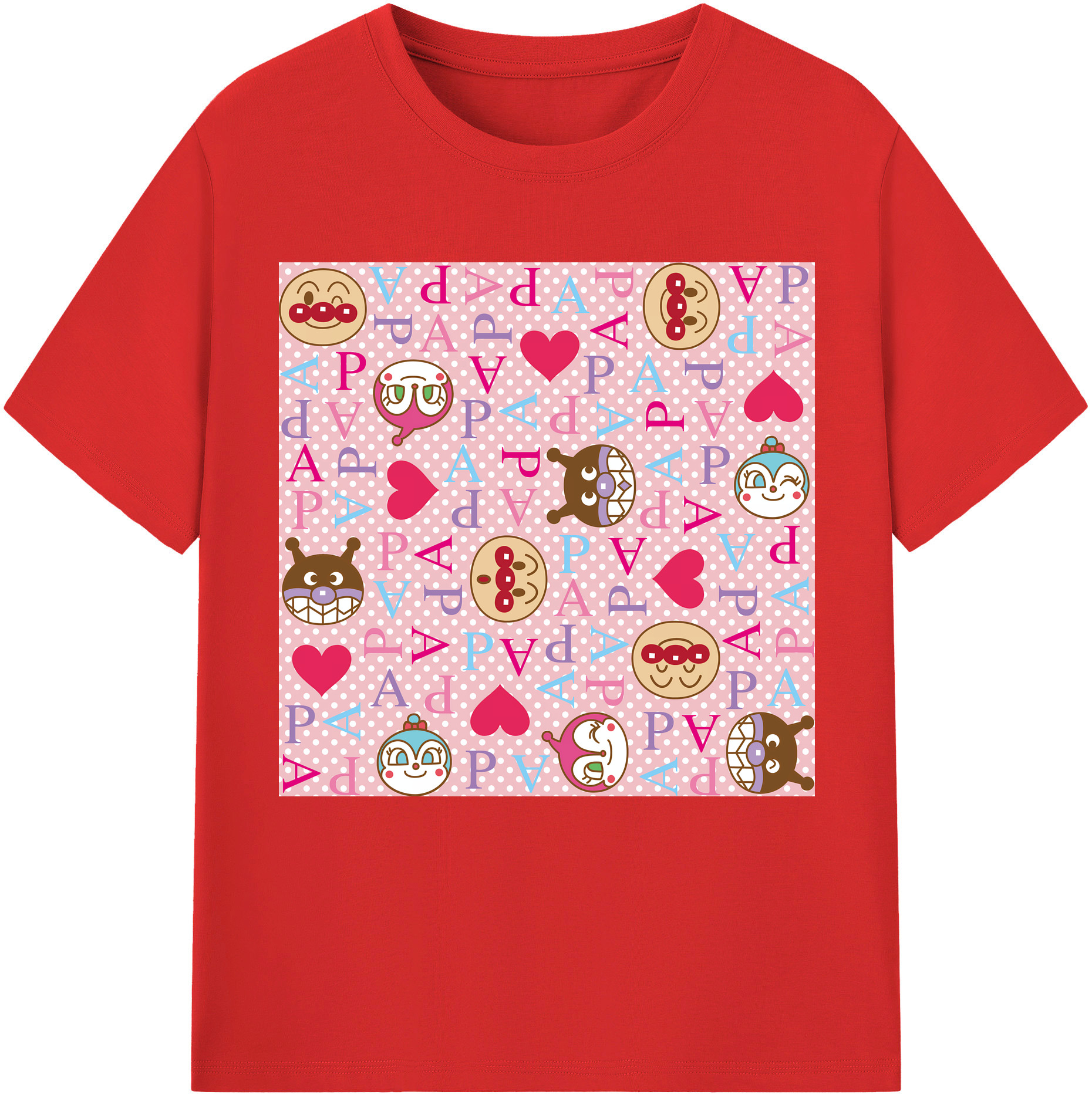 （画像用） アンパンマン Anpanman 綿100％半袖Tシャツ（フロントプリント）