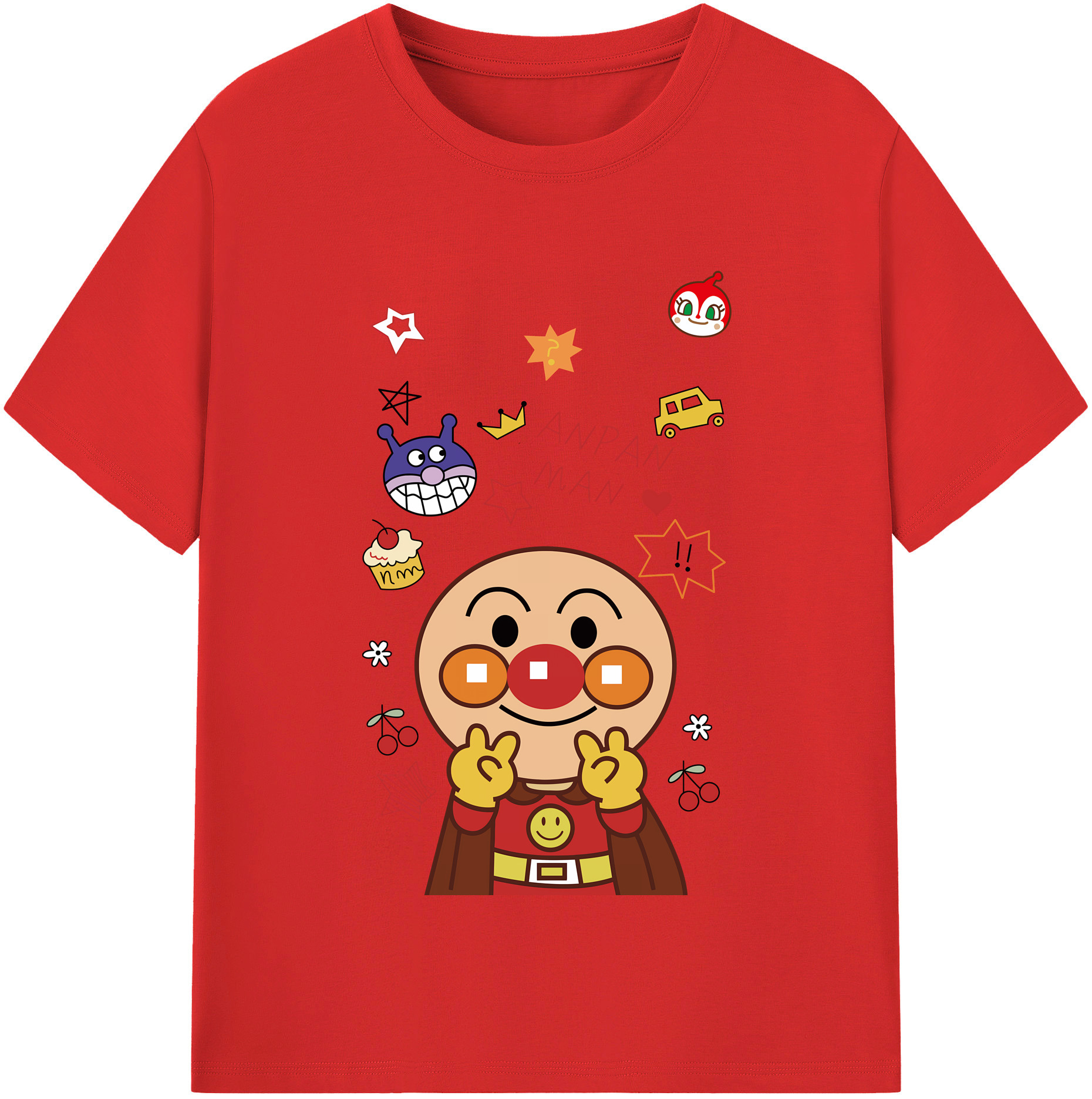 （画像用） アンパンマン Anpanman 綿100％半袖Tシャツ（フロントプリント）