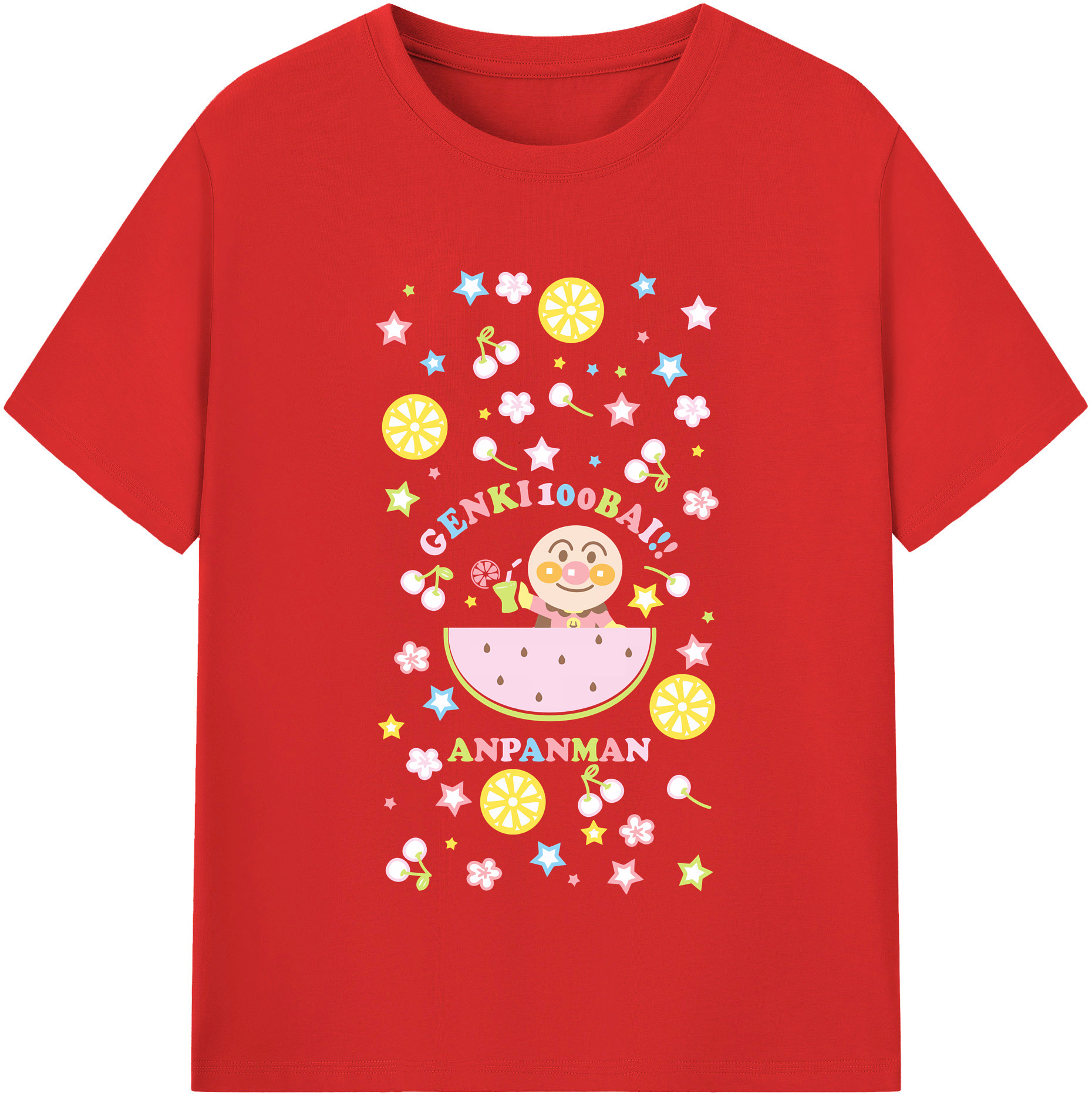 （画像用） アンパンマン Anpanman 綿100％半袖Tシャツ（フロントプリント）