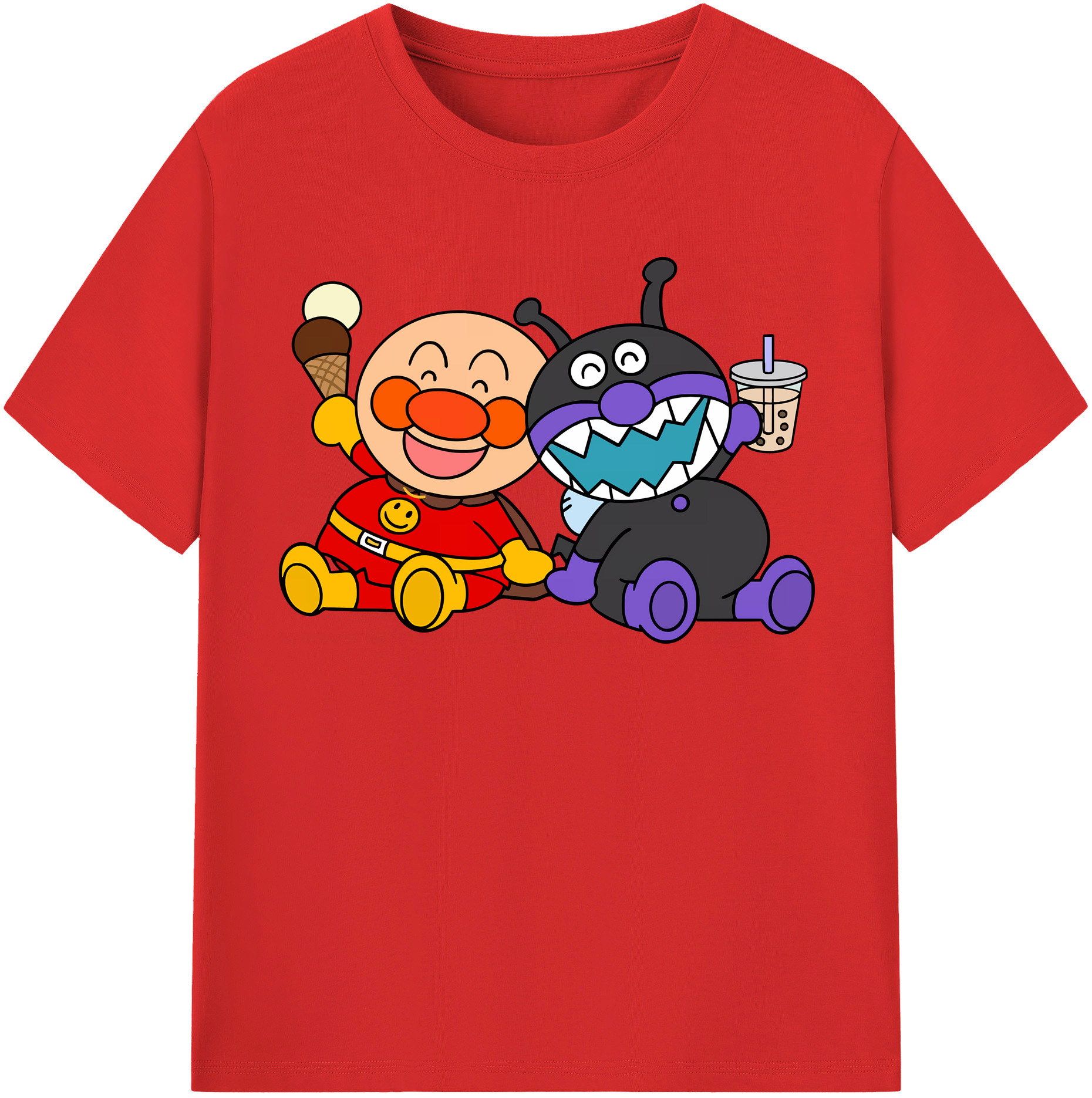 （画像用） アンパンマン Anpanman 綿100％半袖Tシャツ（フロントプリント）