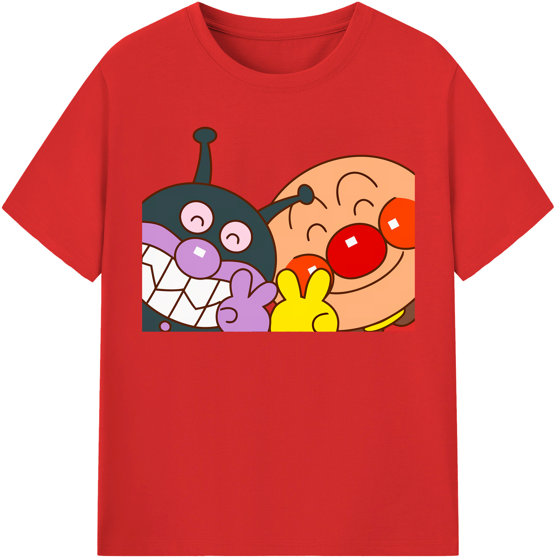 （画像用） アンパンマン Anpanman 綿100％半袖Tシャツ（フロントプリント）