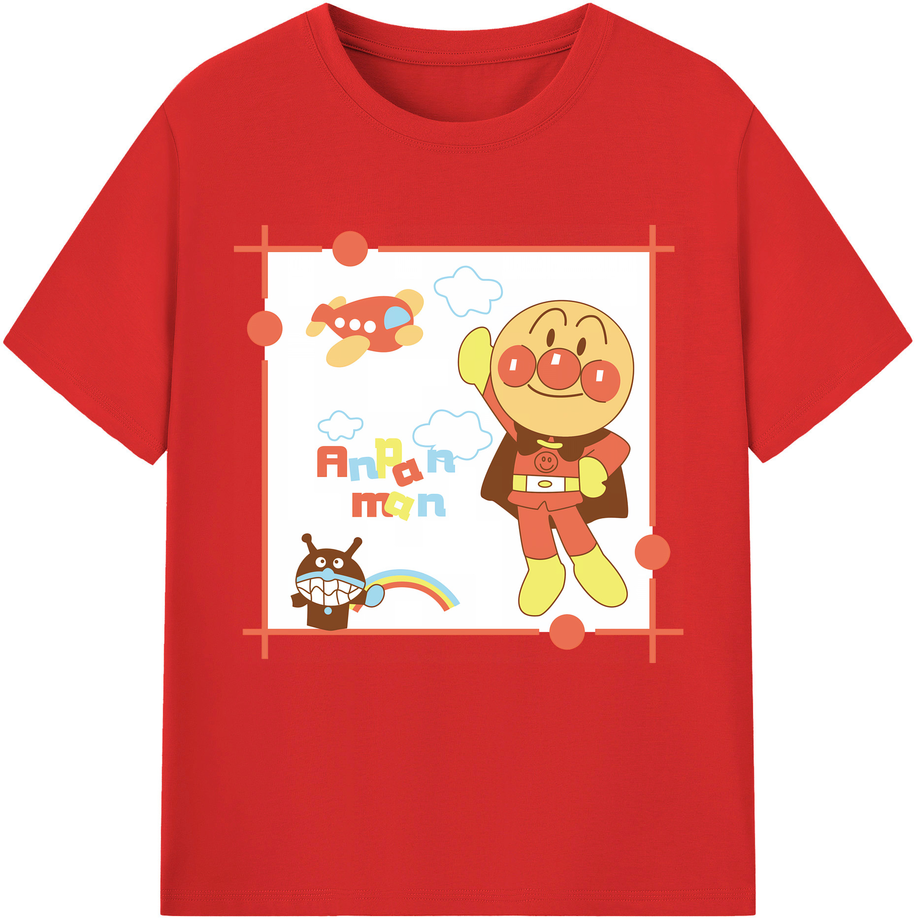 （画像用） アンパンマン Anpanman 綿100％半袖Tシャツ（フロントプリント）