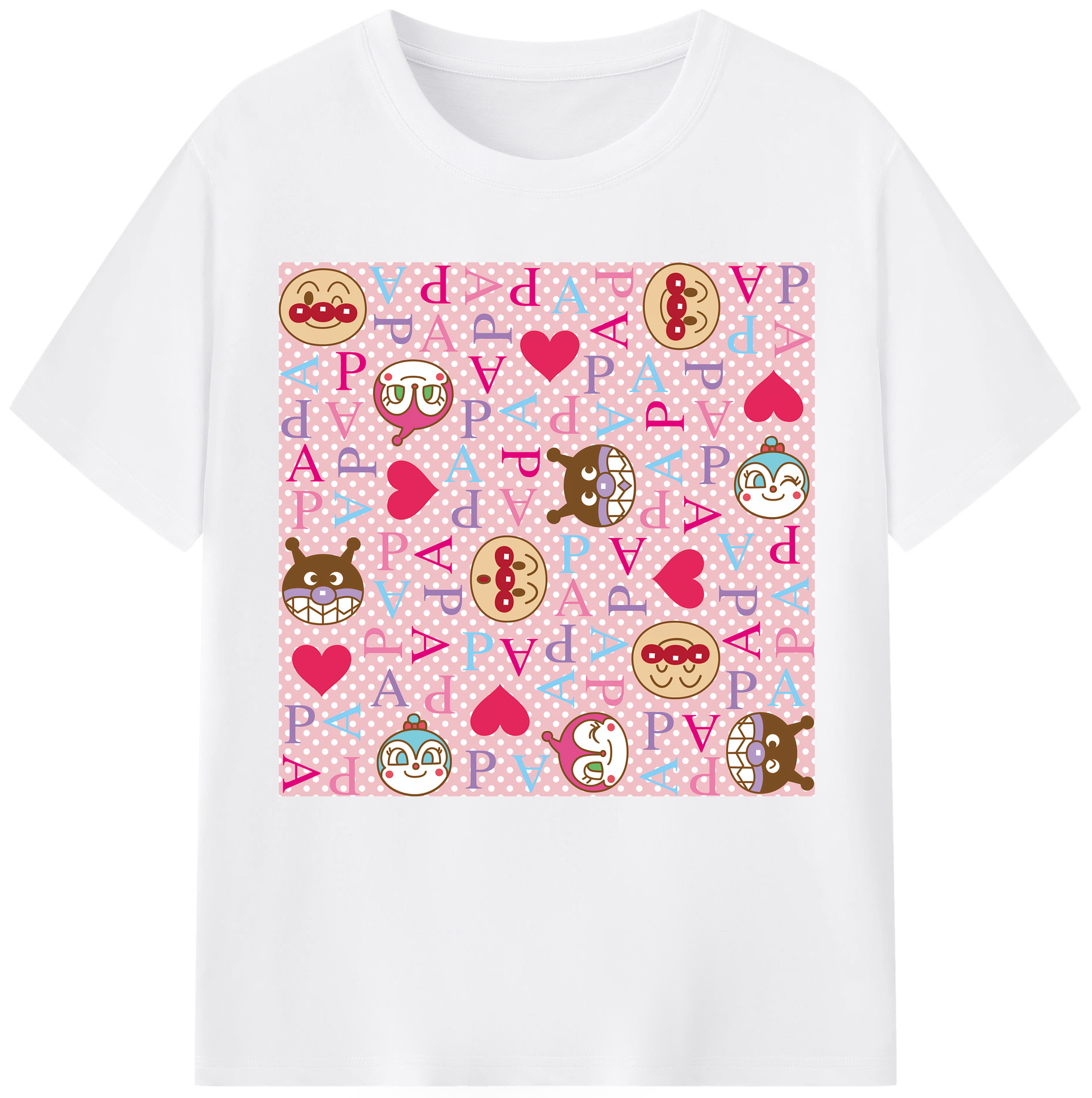 （画像用） アンパンマン Anpanman 綿100％半袖Tシャツ（フロントプリント）