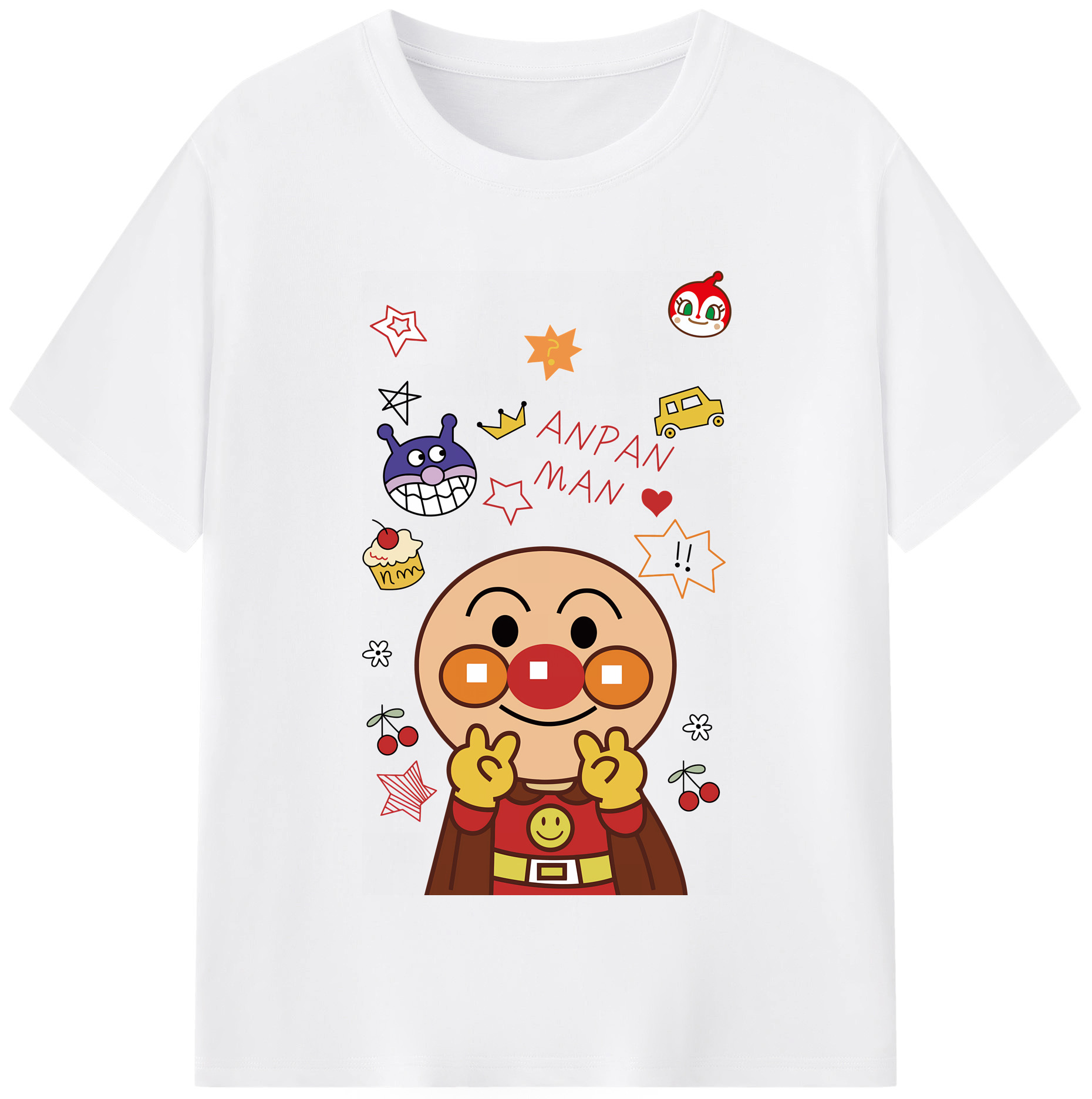 （画像用） アンパンマン Anpanman 綿100％半袖Tシャツ（フロントプリント）