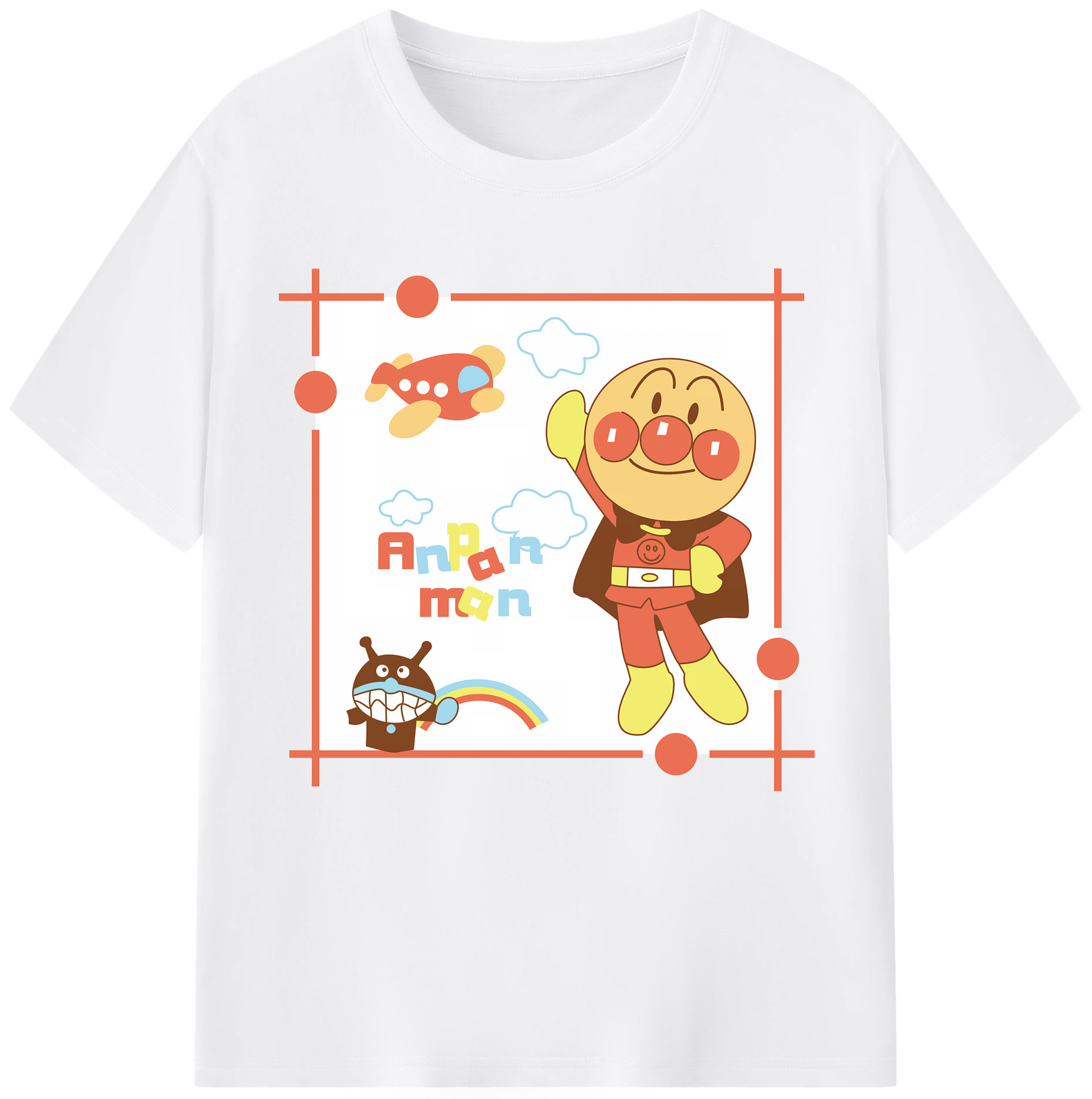 （画像用） アンパンマン Anpanman 綿100％半袖Tシャツ（フロントプリント）