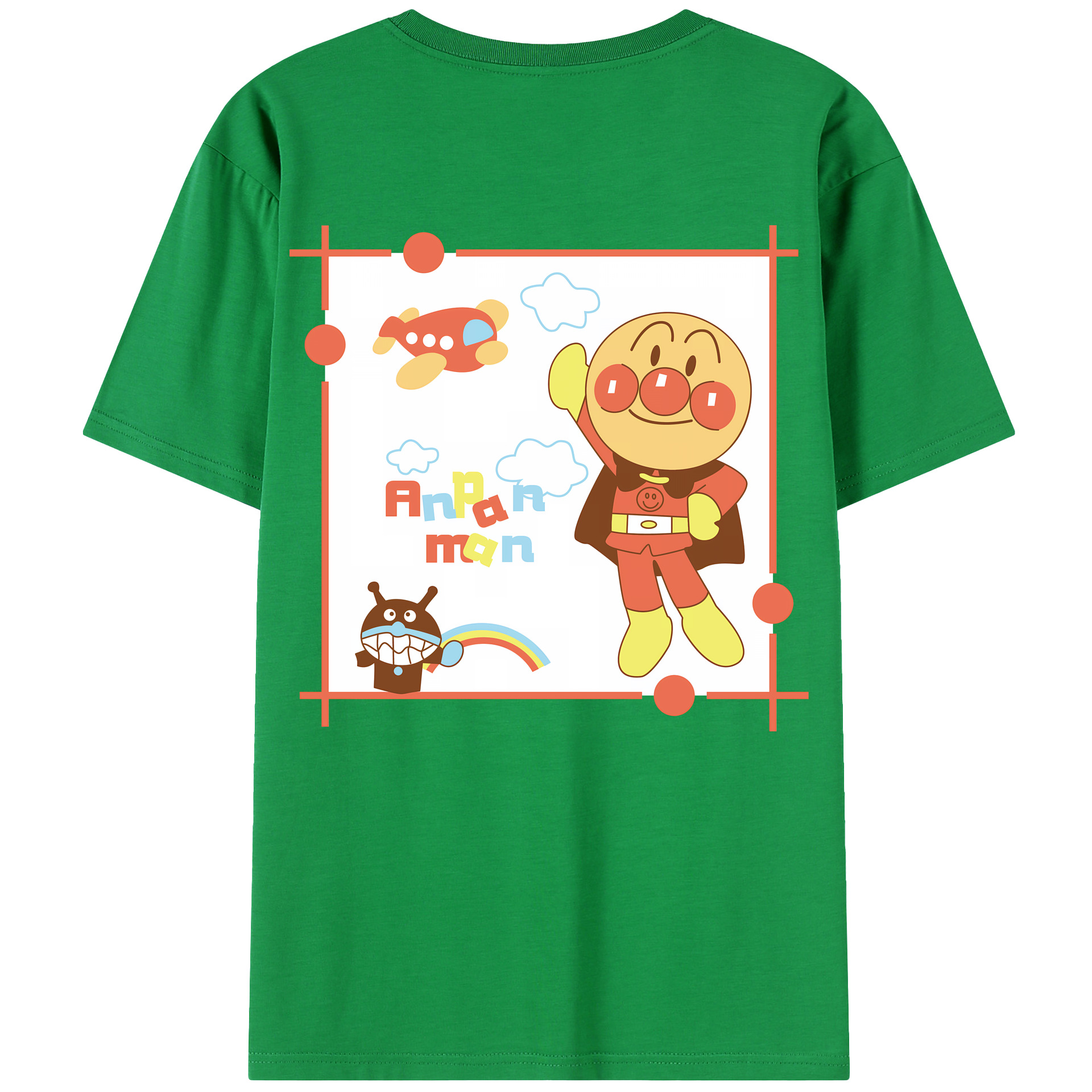 （画像用） アンパンマン Anpanman 綿100％半袖Tシャツ（背面プリント）