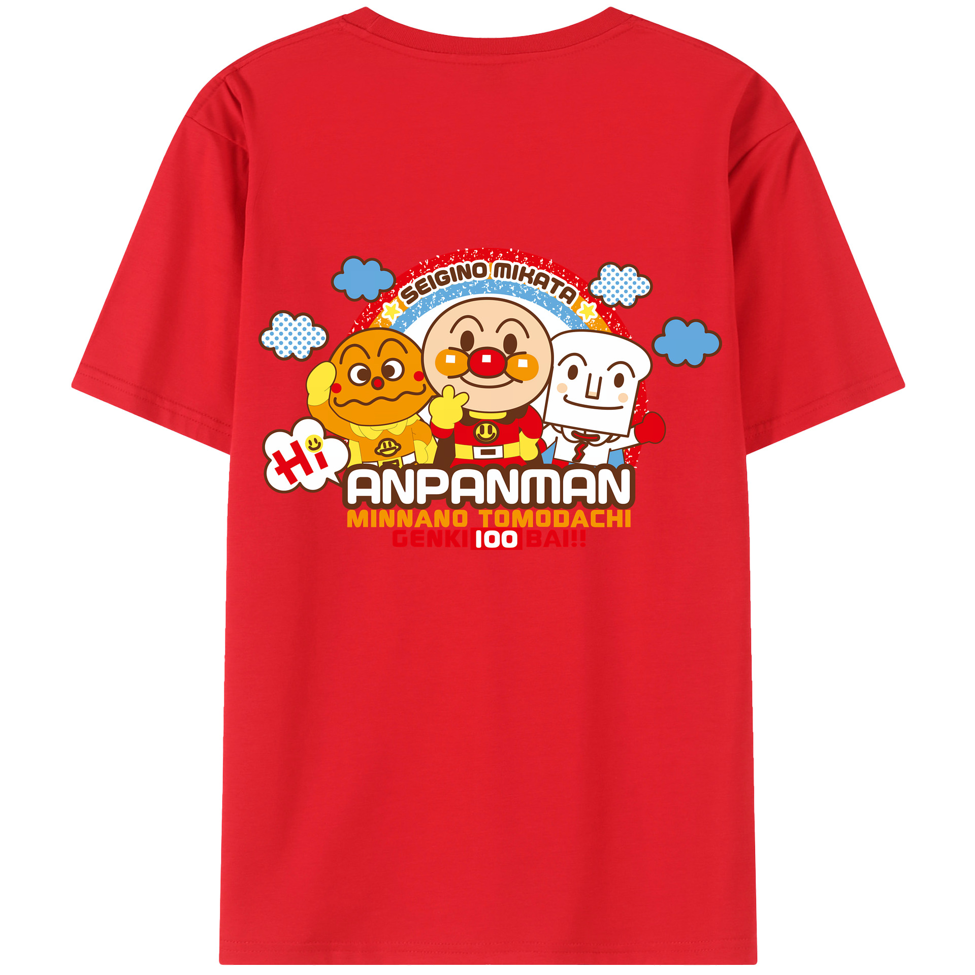 （画像用） アンパンマン Anpanman 綿100％半袖Tシャツ（背面プリント）