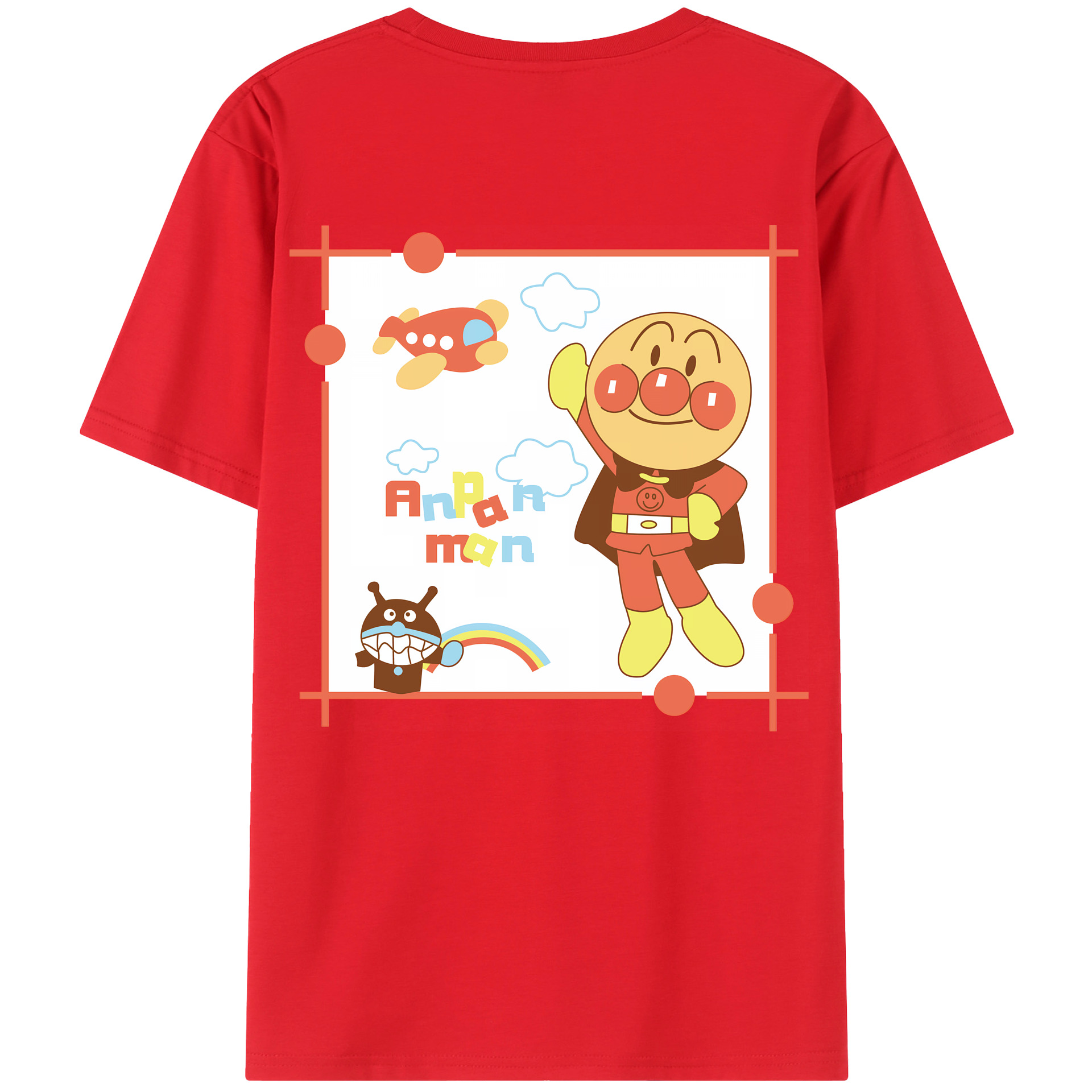 （画像用） アンパンマン Anpanman 綿100％半袖Tシャツ（背面プリント）
