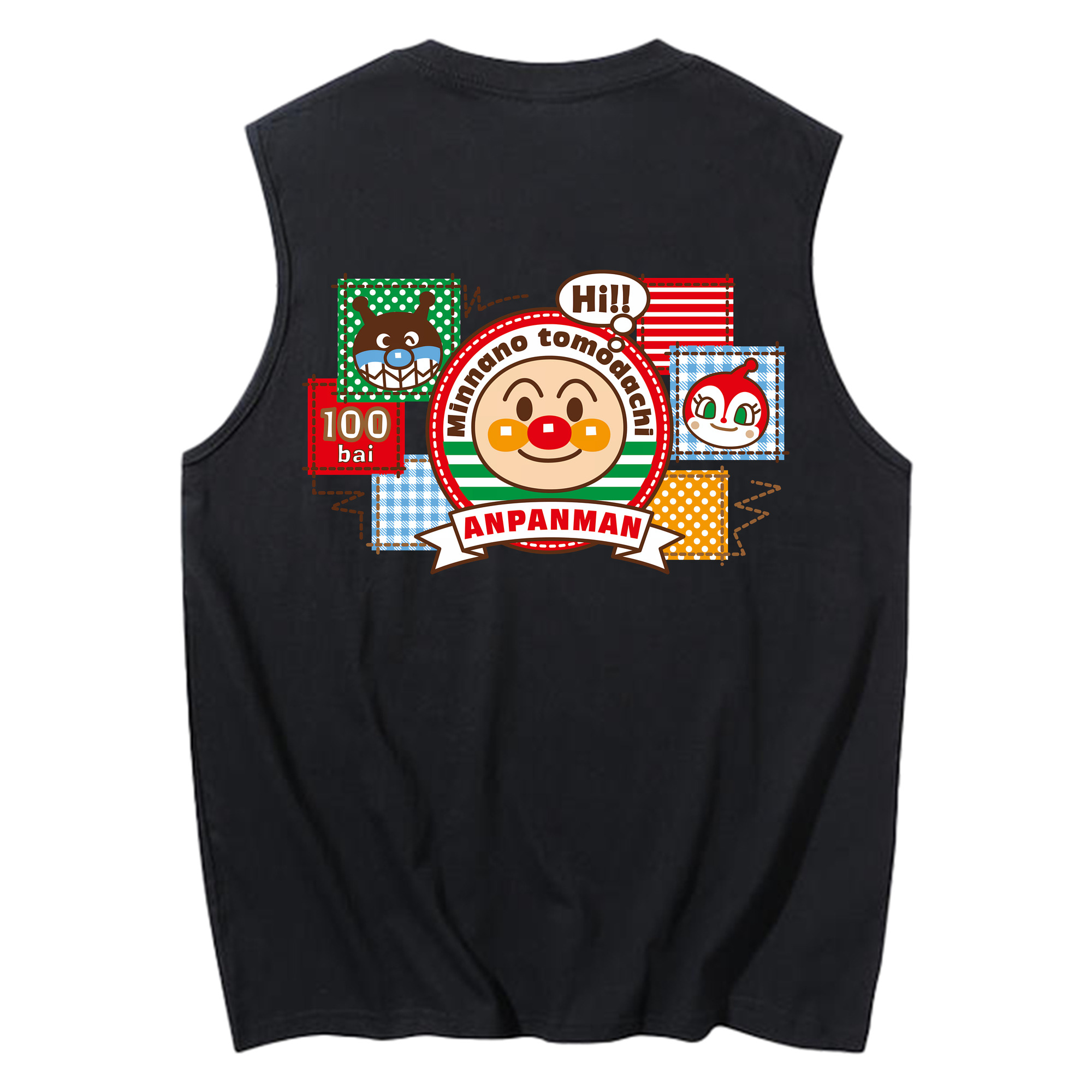 （画像用） アンパンマン Anpanman コットン100％タンクトップ（背面プリント）